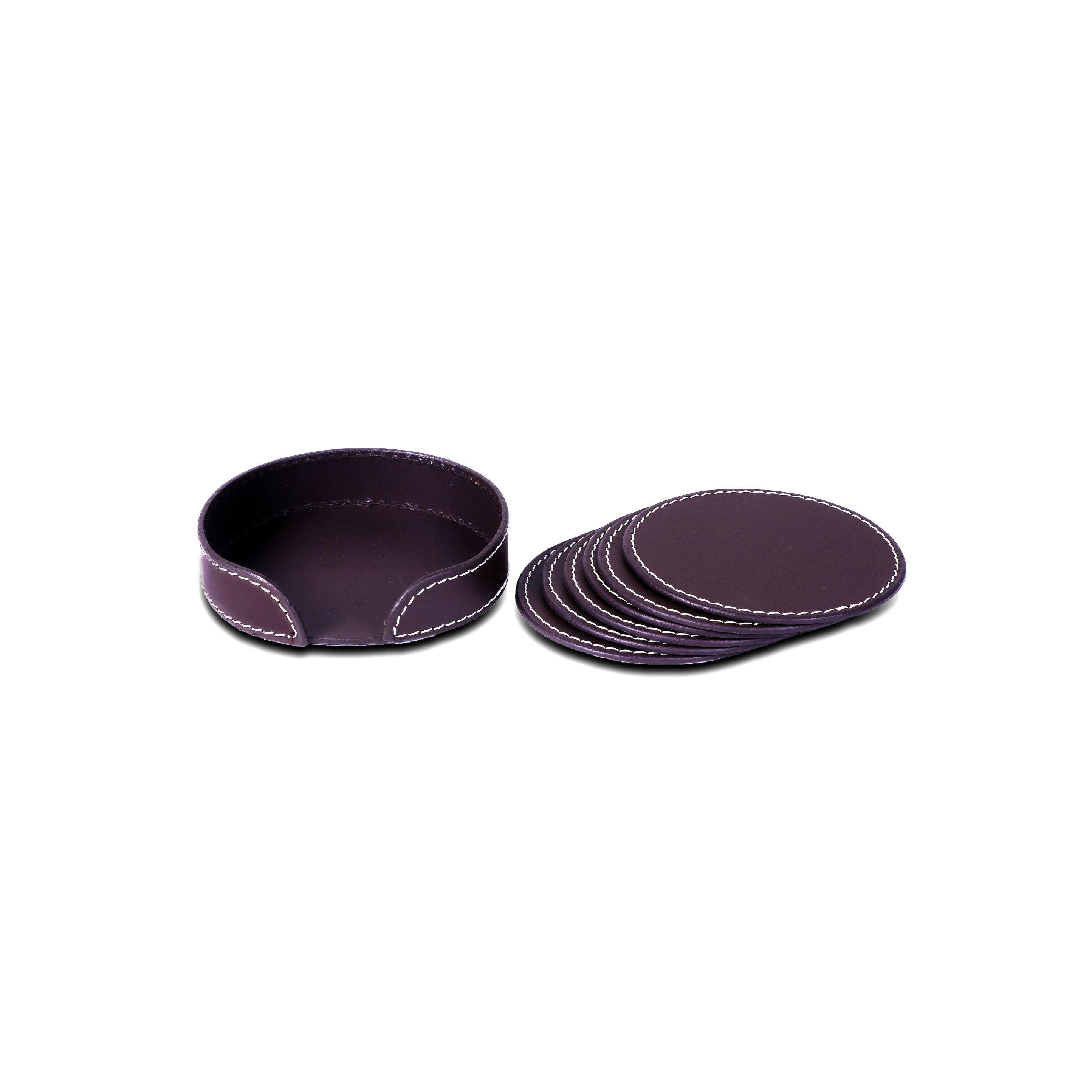Modella Round Coasters Set Of 6 Bordeaux