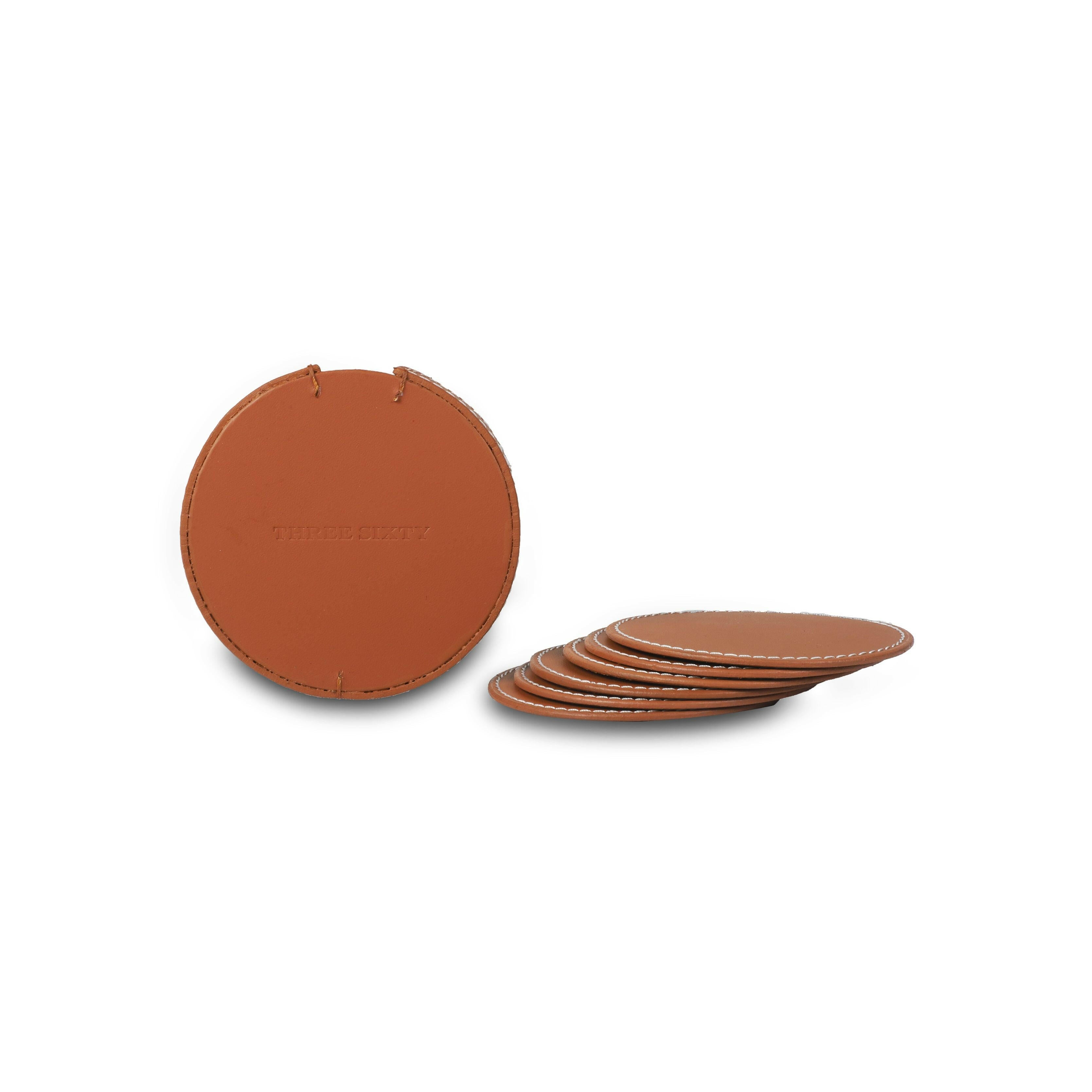 Modella Round Coasters Set Of 6 Cognac