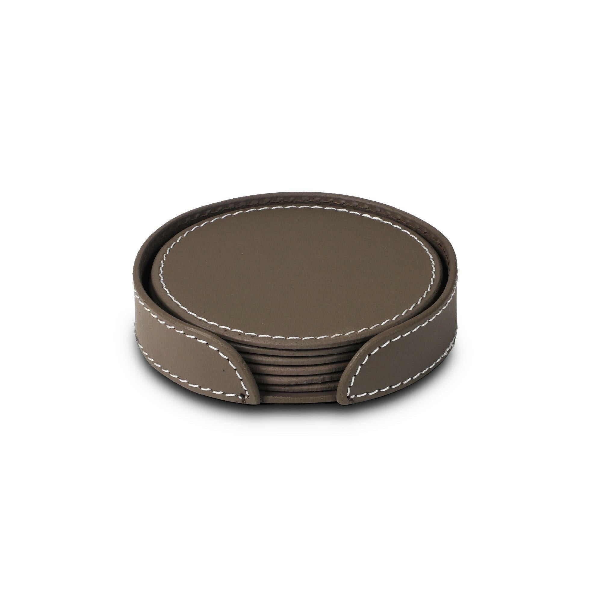 Modella Round Coasters Set Of 6 Taupe