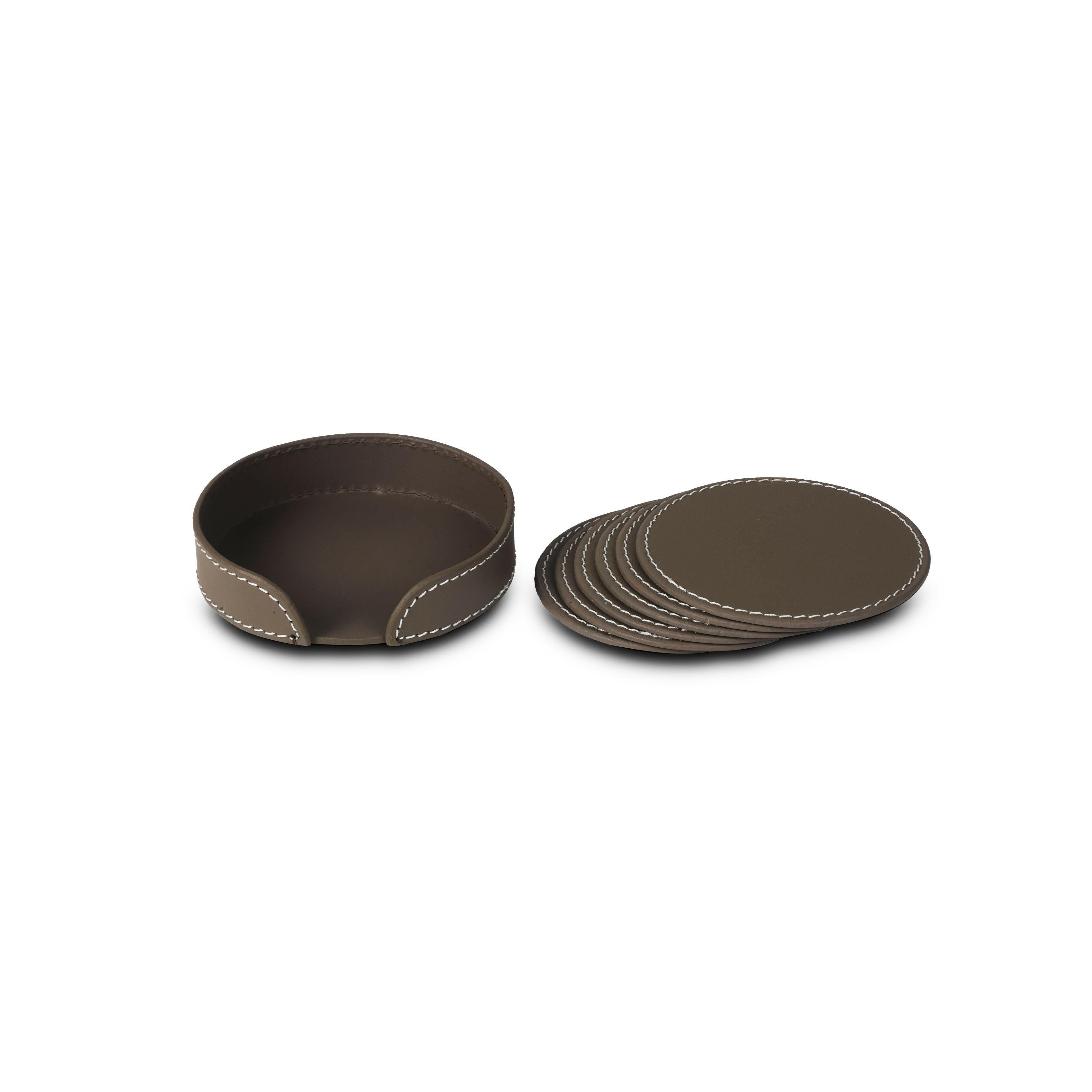 Modella Round Coasters Set Of 6 Taupe