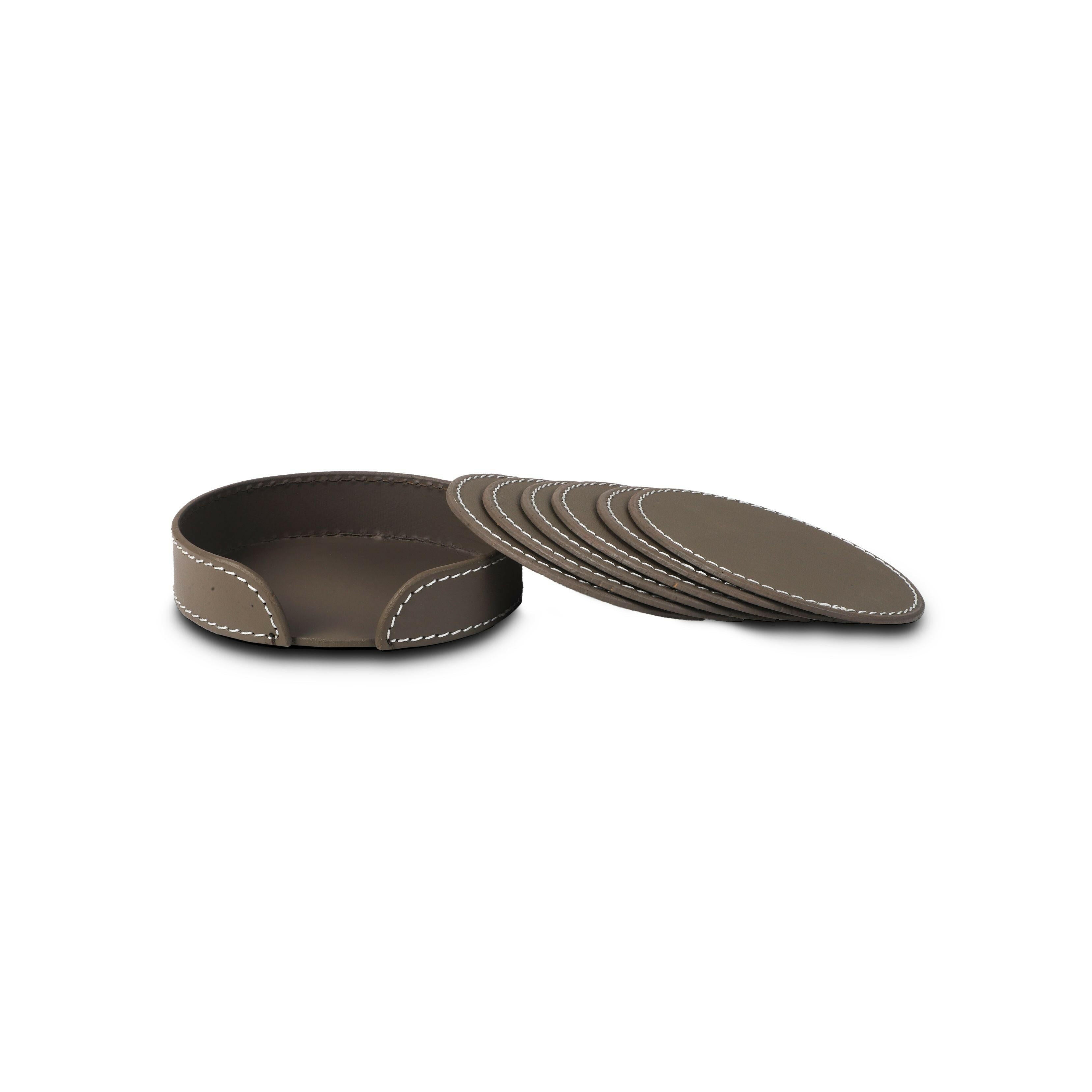 Modella Round Coasters Set Of 6 Taupe