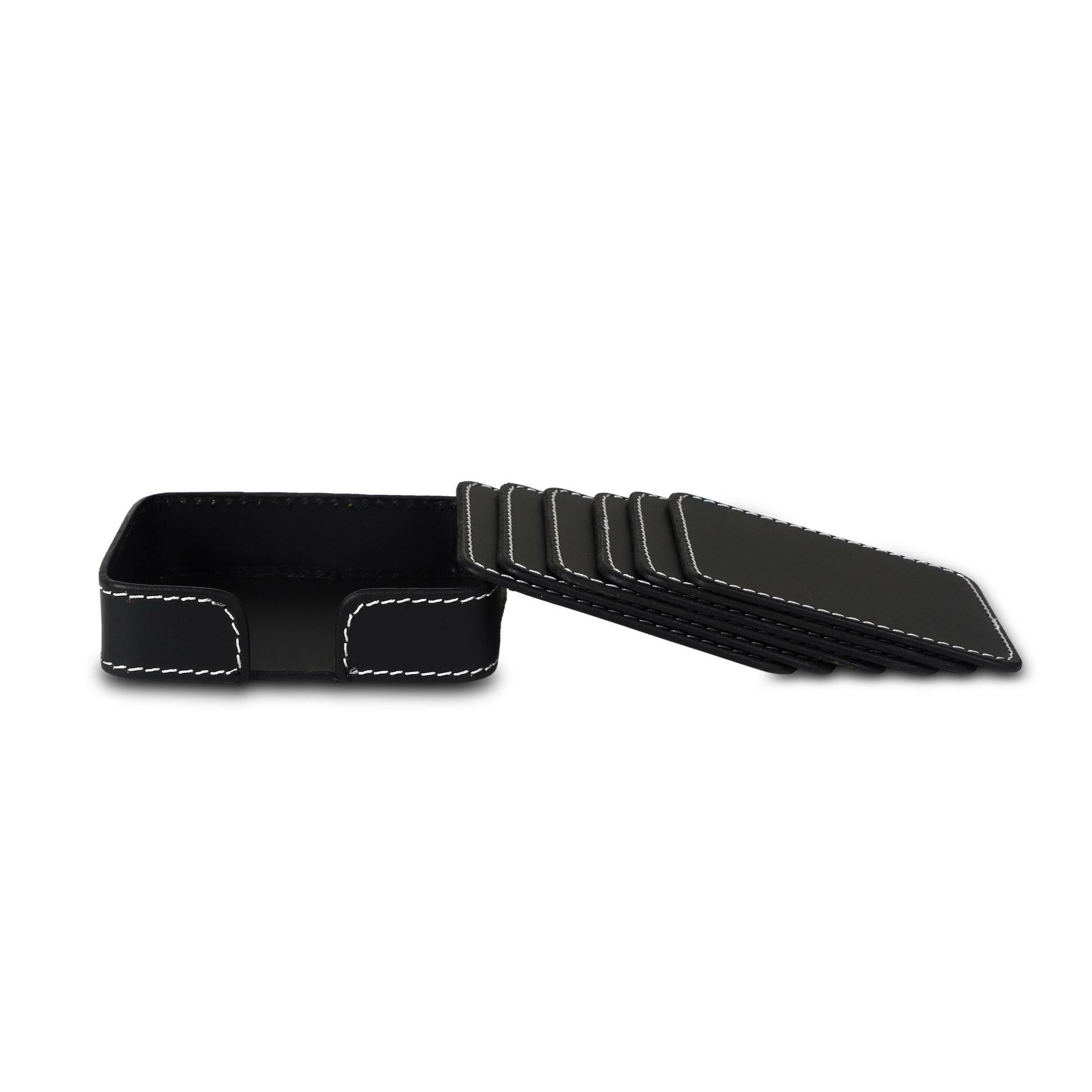 Modella Square Coasters Set Of 6 Black