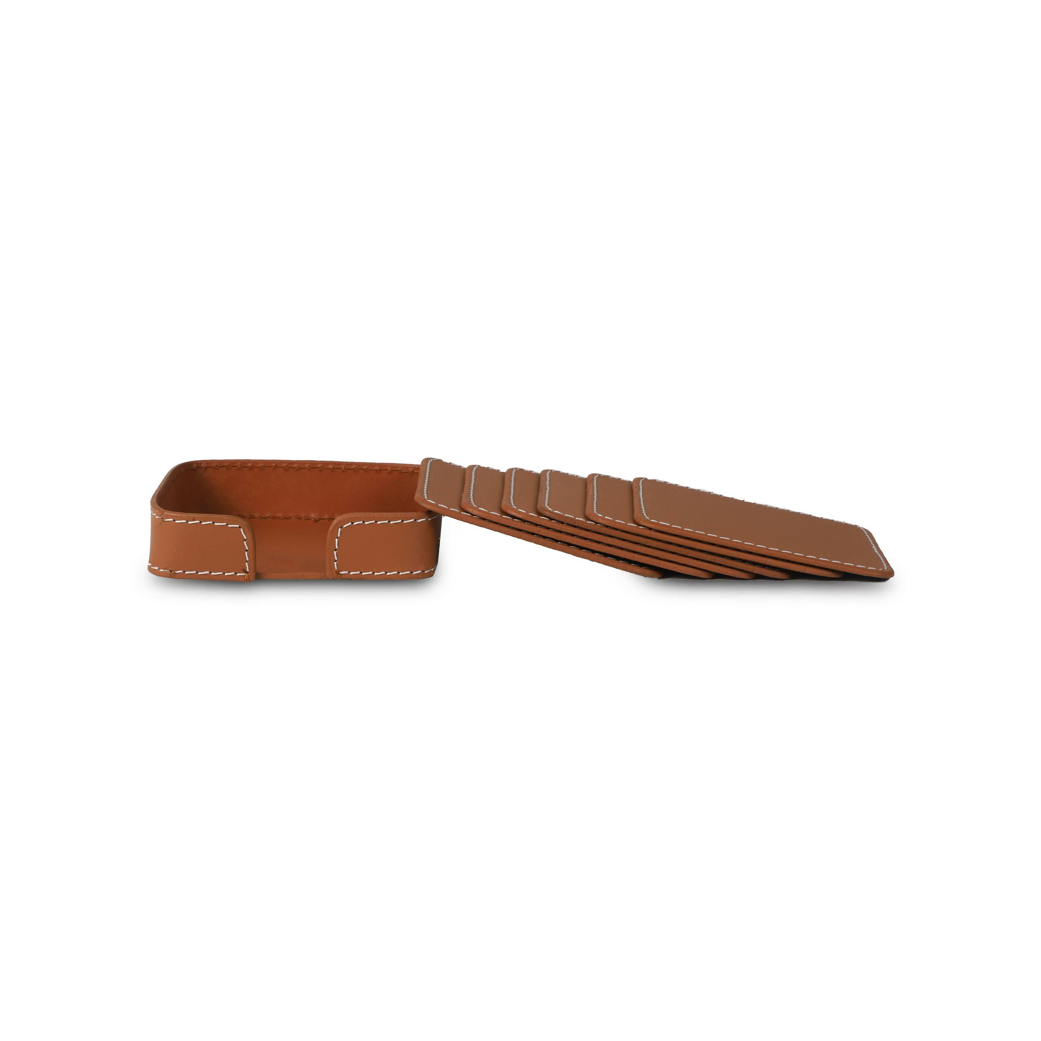 Modella Square Coasters Set Of 6 Cognac