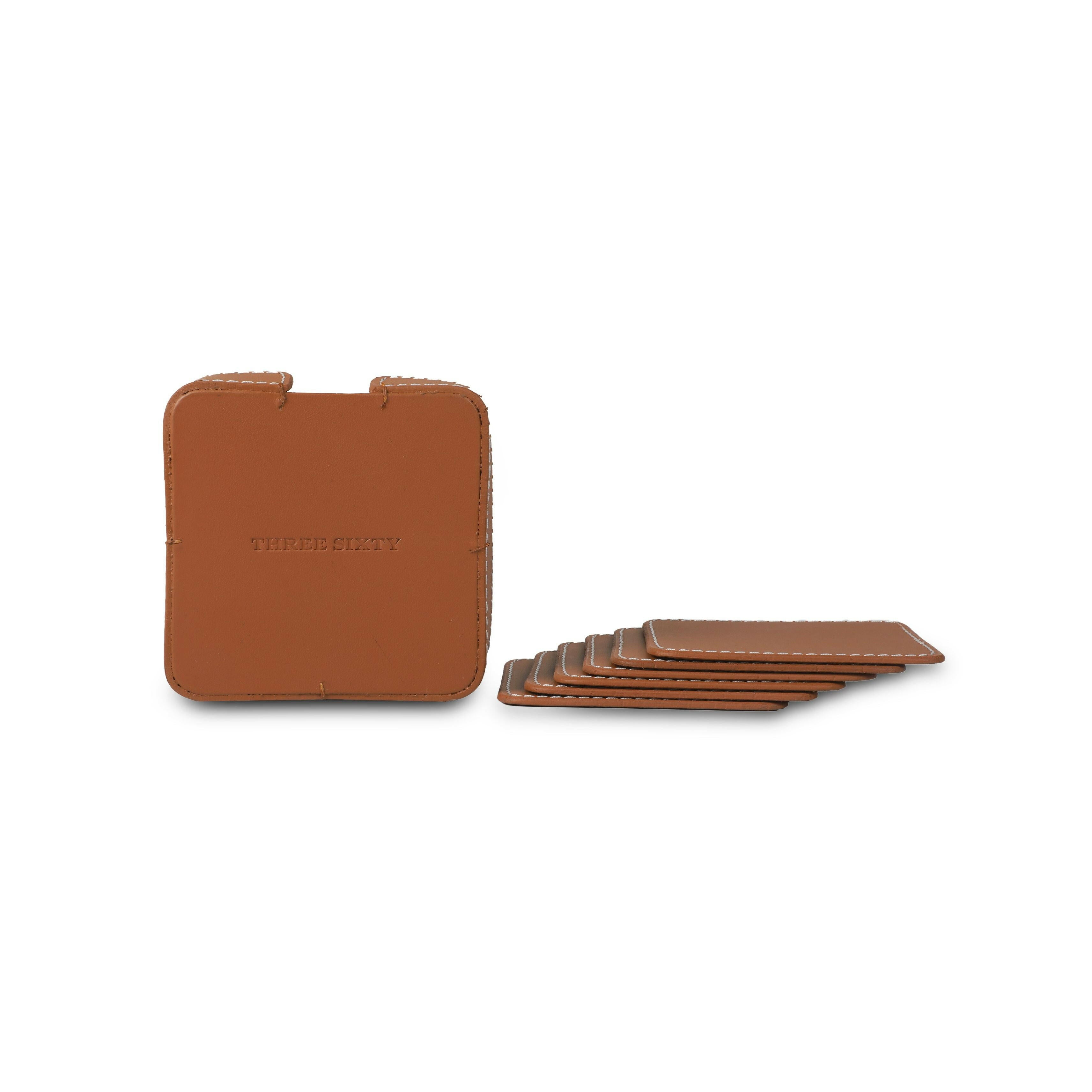 Modella Square Coasters Set Of 6 Cognac
