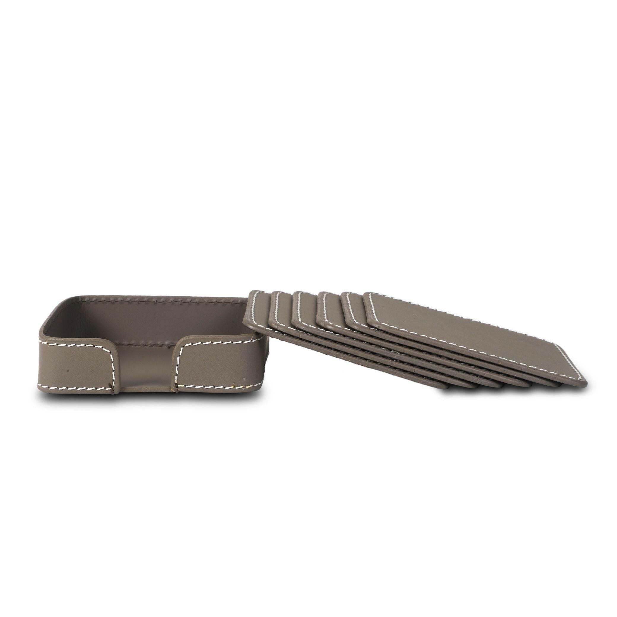 Modella Square Coasters Set Of 6 Taupe