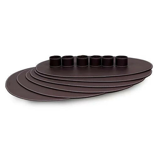 Modella Napkin Holder & Placemats Set Of 6 Bordeaux