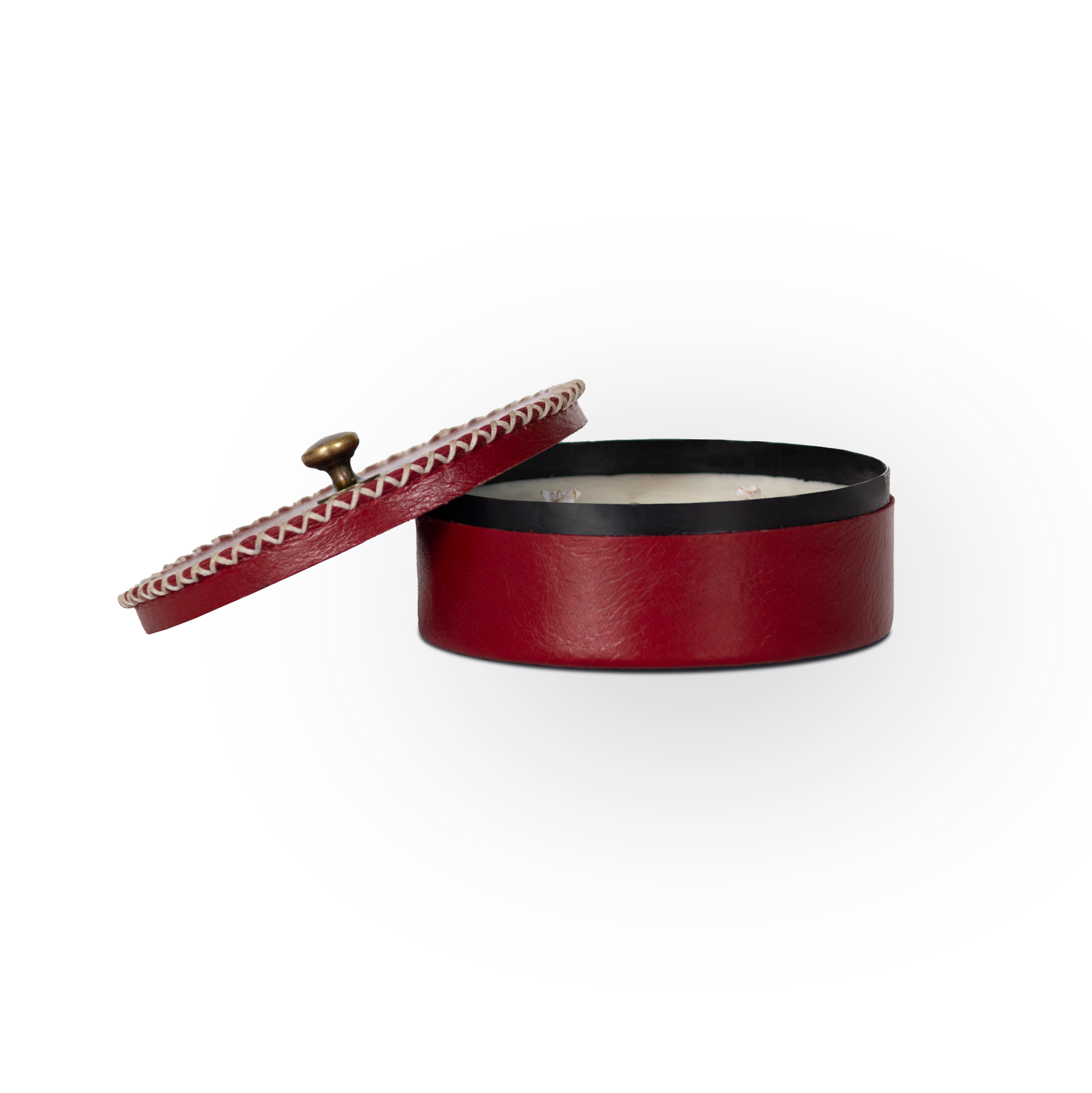 Scented Candle with Red Leather Cladding