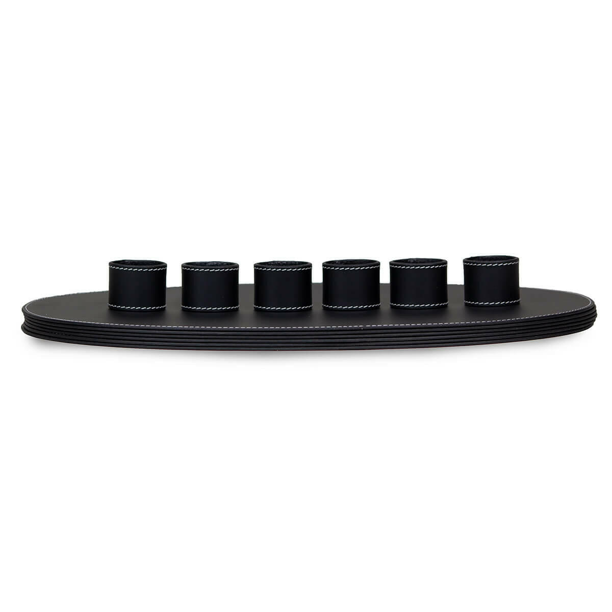 Modella Napkin Holder & Placemats Set Of 6 Black