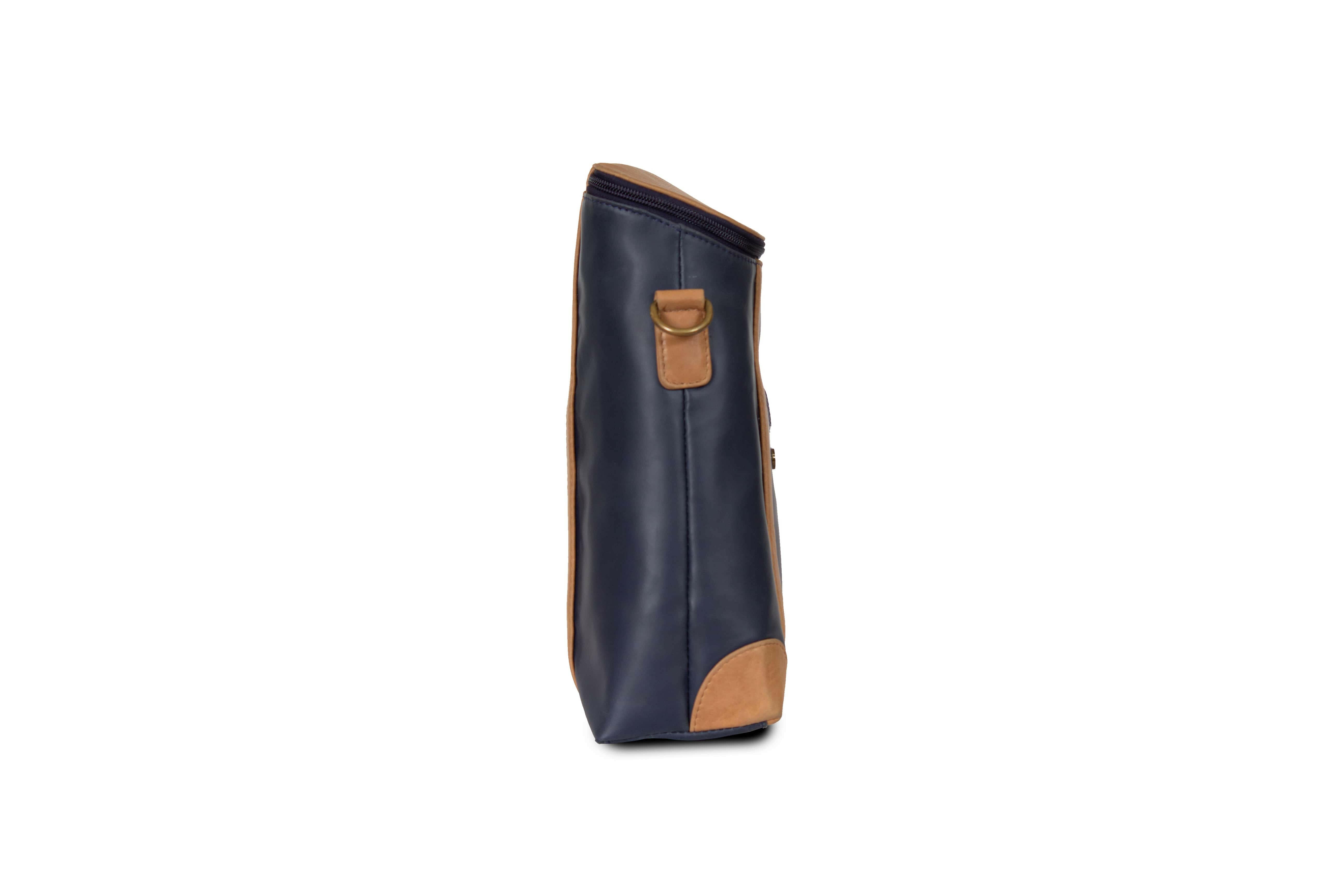 Sling Bag Genuine Leather Blue & Brown