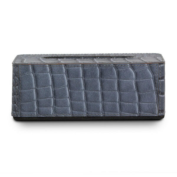 Eden Tissue Box In Genuine Croco Leather Grey