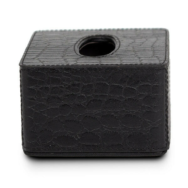 Eden Tissue Box In Genuine Croco Leather Black