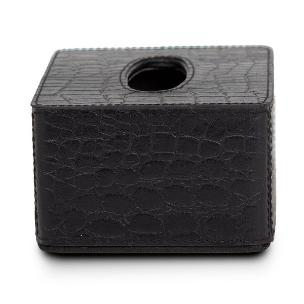 Tissue Box In Genuine Croco Leather Black
