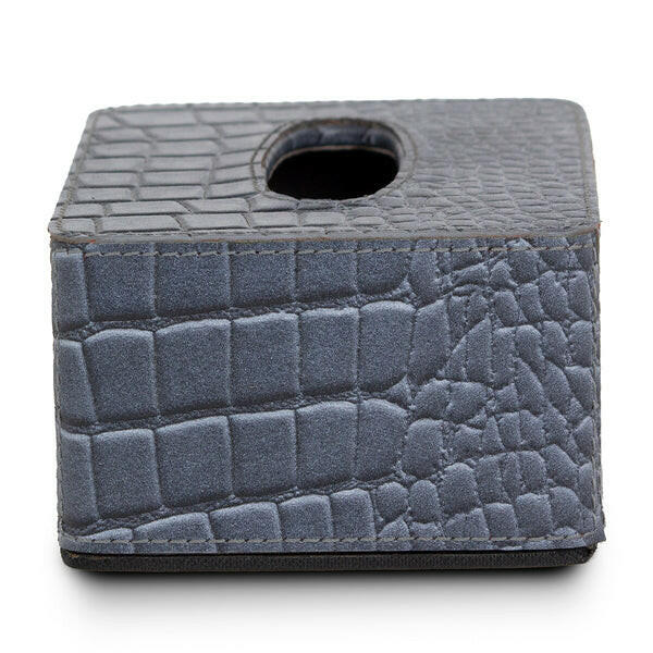 Eden Tissue Box In Genuine Croco Leather Grey