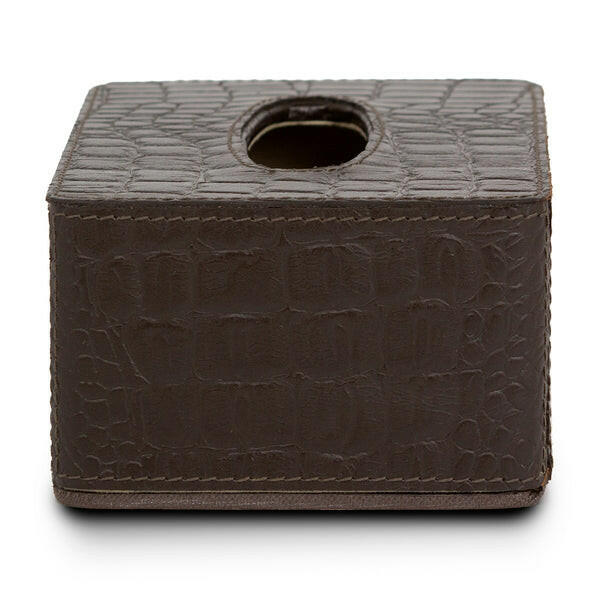 Eden Tissue Box In Genuine Croco Leather Brown