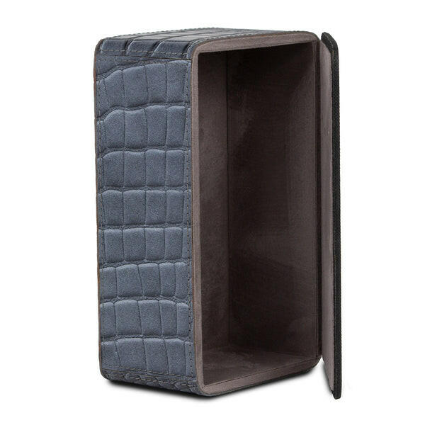 Eden Tissue Box In Genuine Croco Leather Grey
