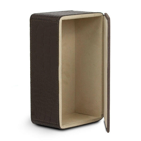 Eden Tissue Box In Genuine Croco Leather Brown