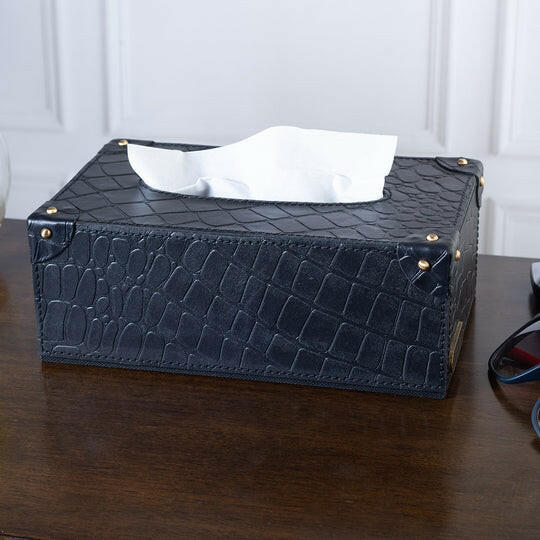 Eden Tissue Box With Rivets Black