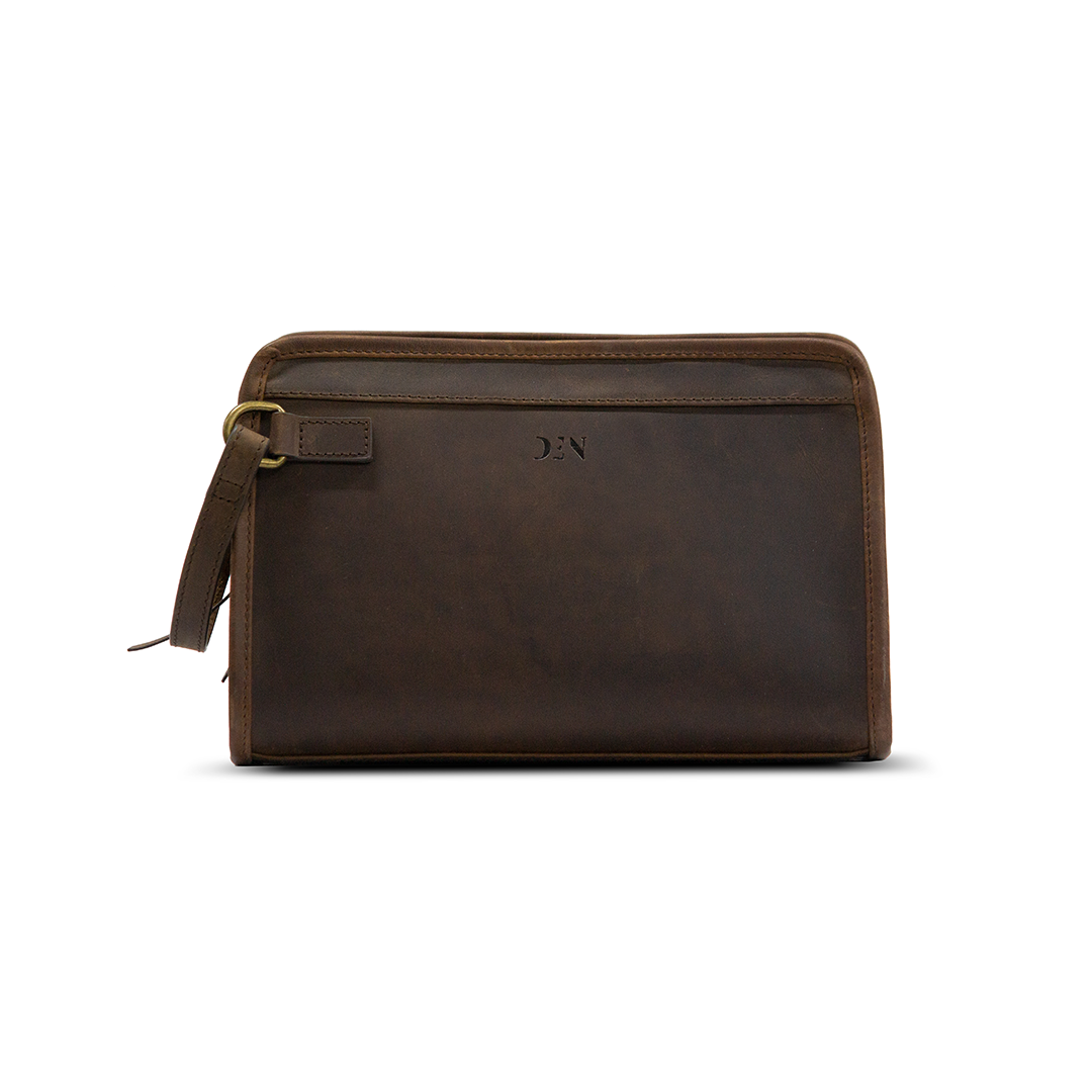 Travel Kit Buff Crazy Horse Leather Brown