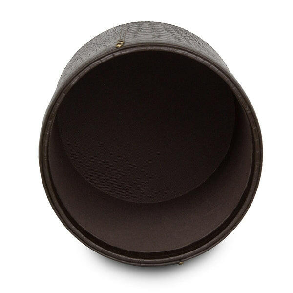 Eden Waste Bin In Genuine Croco Leather Brown