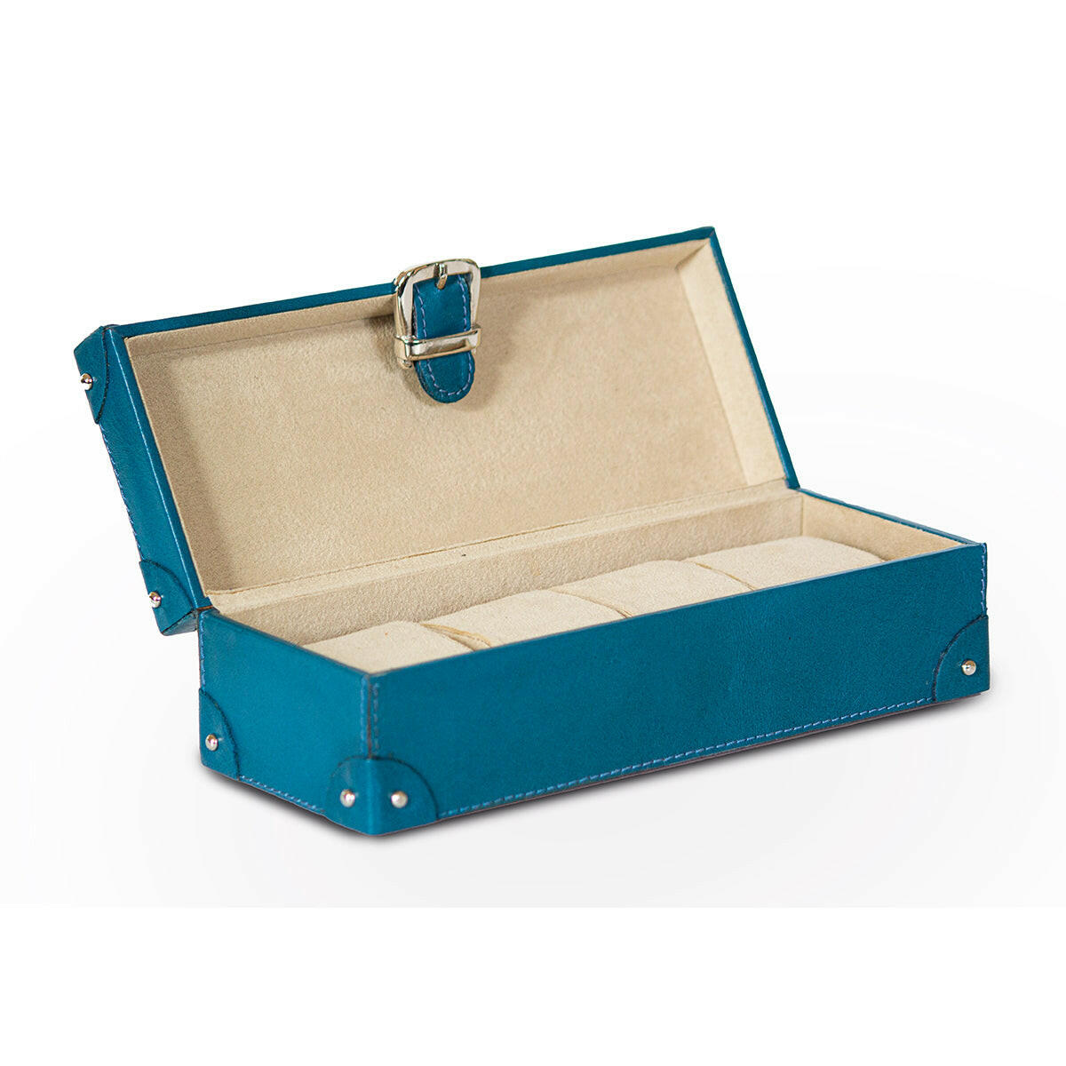 Watch Box of 4 Waxy Leather - Blue
