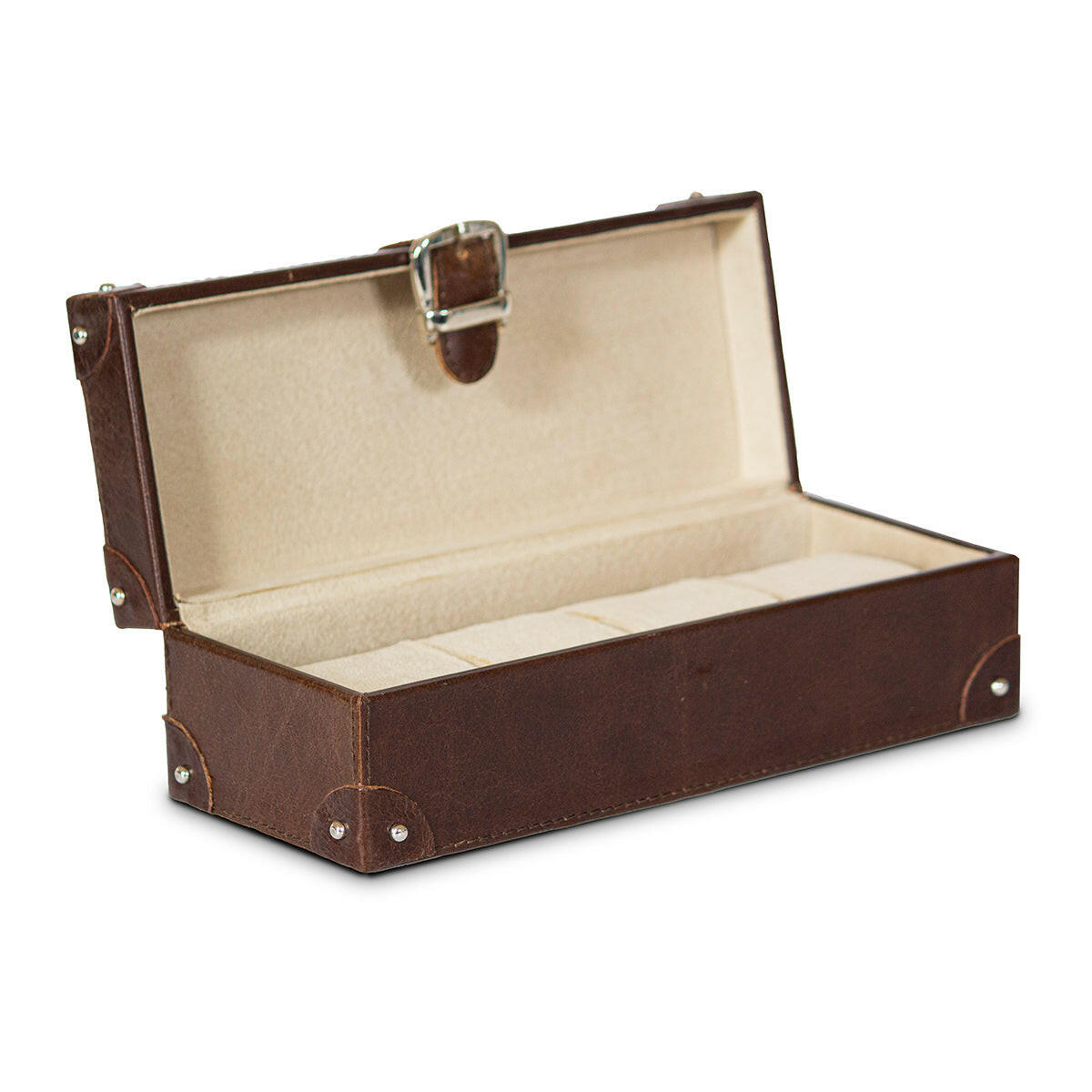 Watch Box of 4 Waxy Leather - Brown