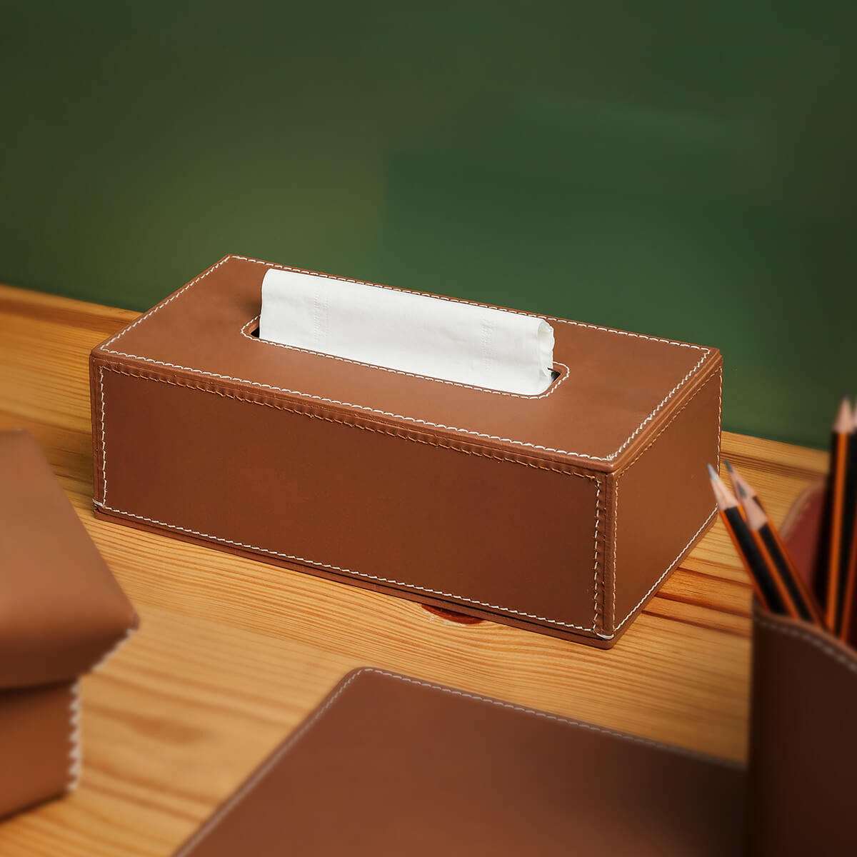 Modella Tissue Box Holder Cognac