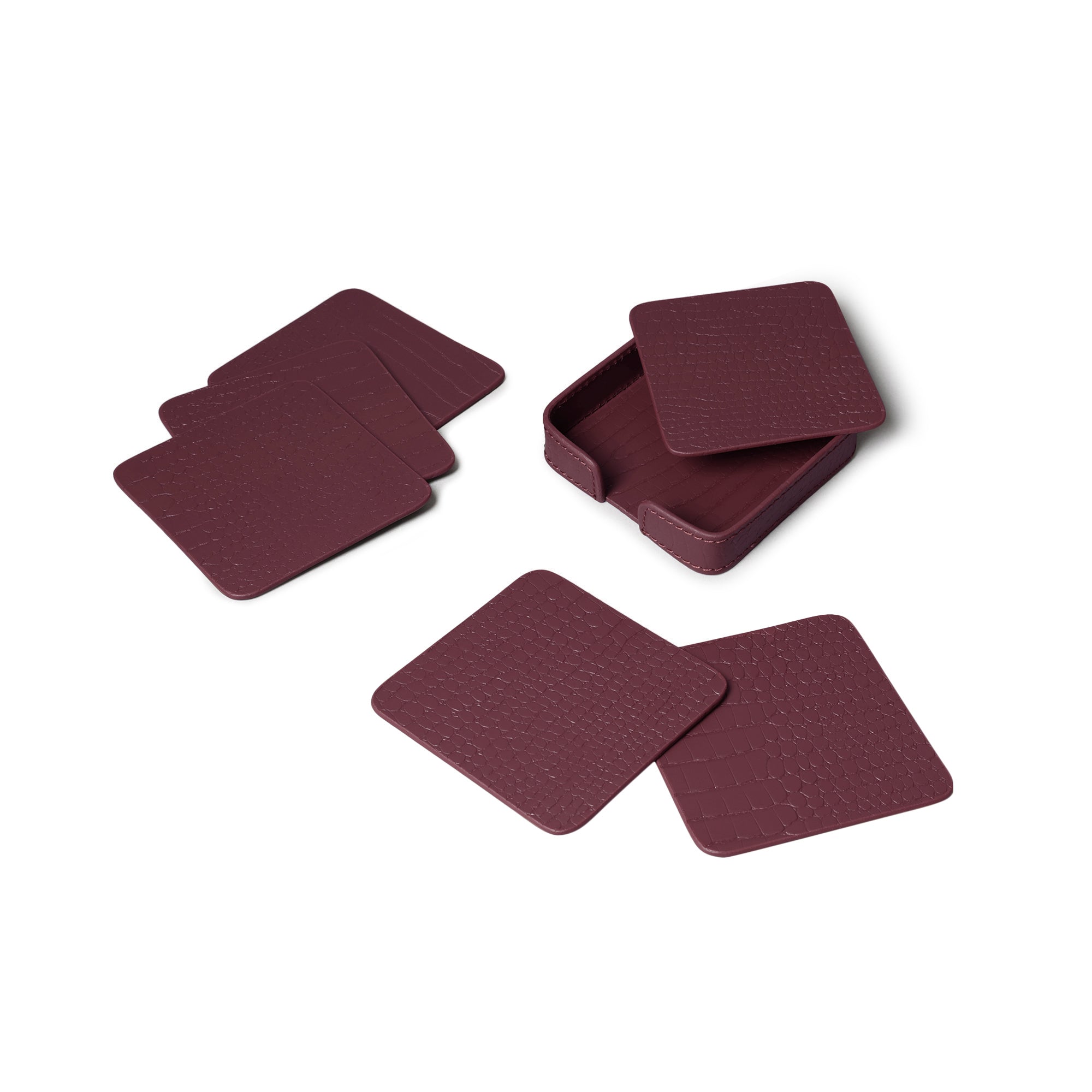 Sterling Croco Coasters Square Bordeaux