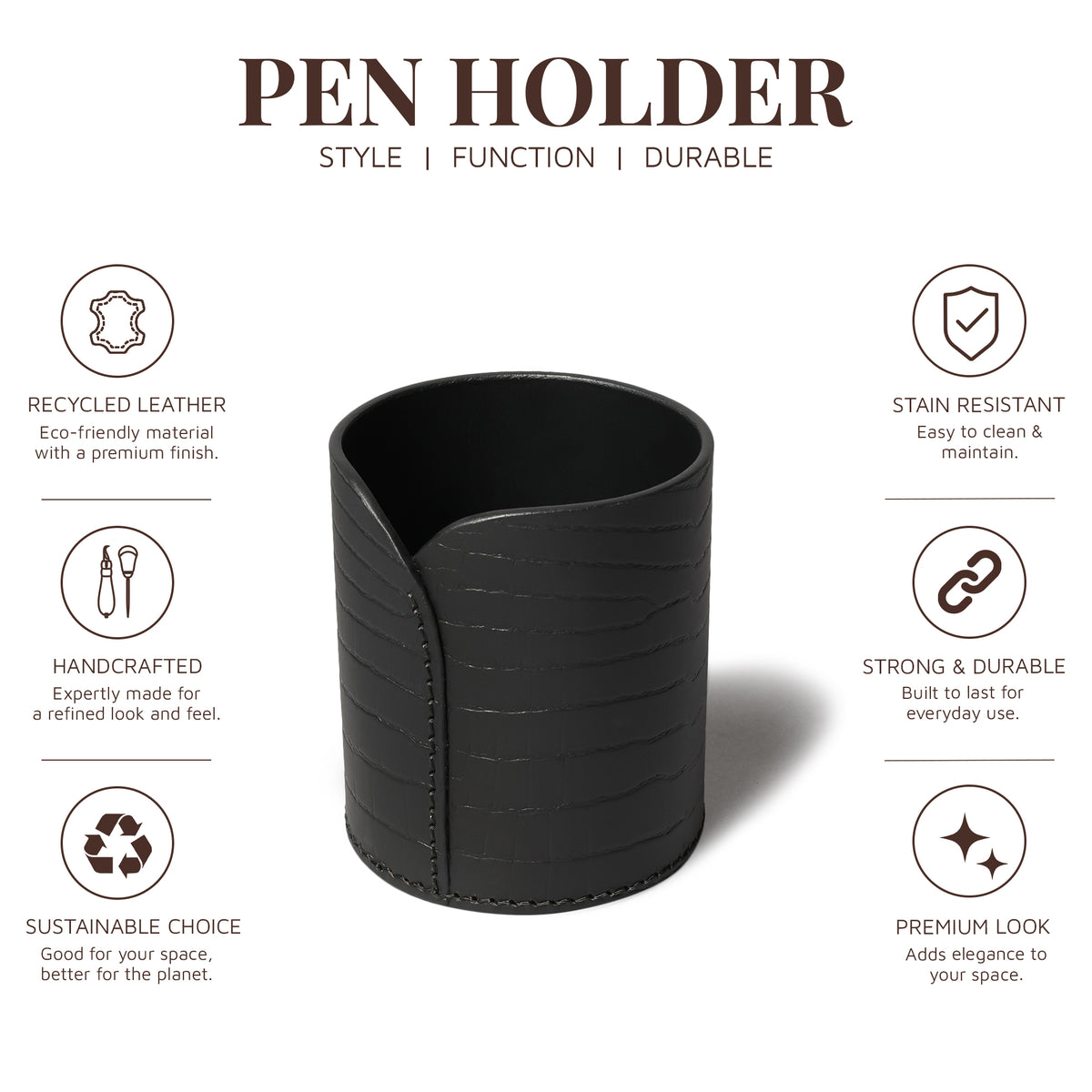 Sterling Croco Pencup Black