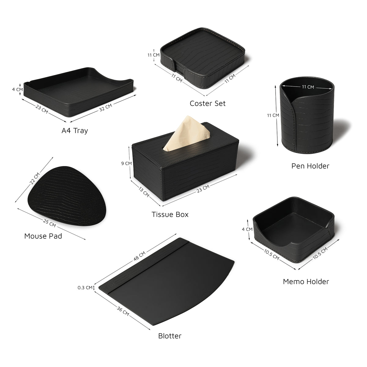 Sterling Croco Desktop Set Black