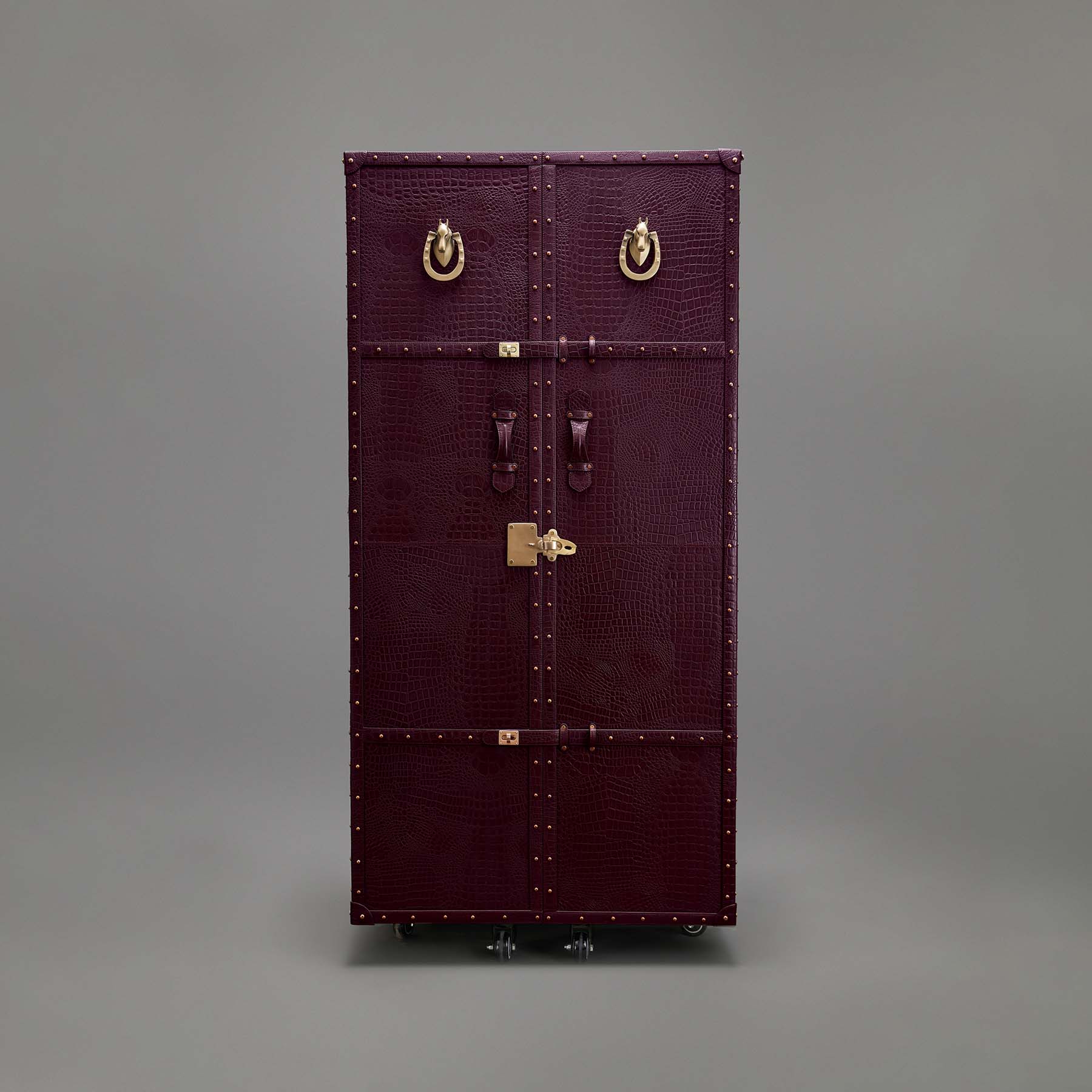 Artemis Croco Tall Leather Bar Burgundy