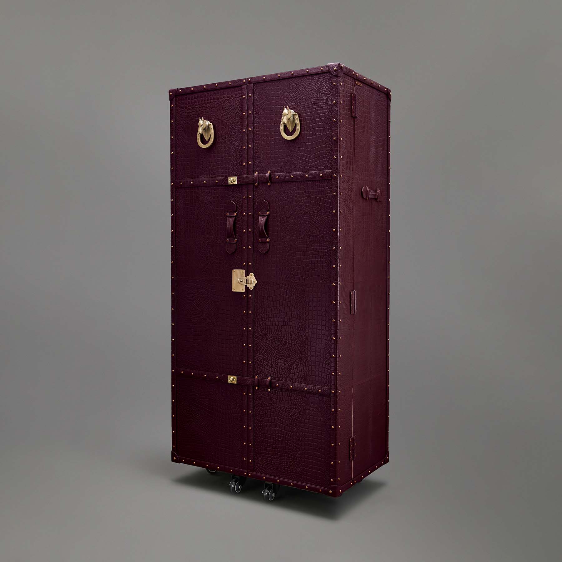 Artemis Croco Tall Leather Bar Burgundy