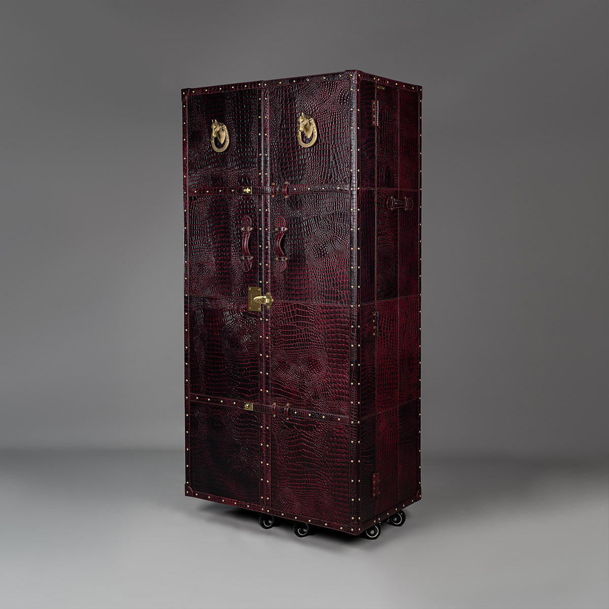 Artemis Croco Tall Leather Bar Burgundy