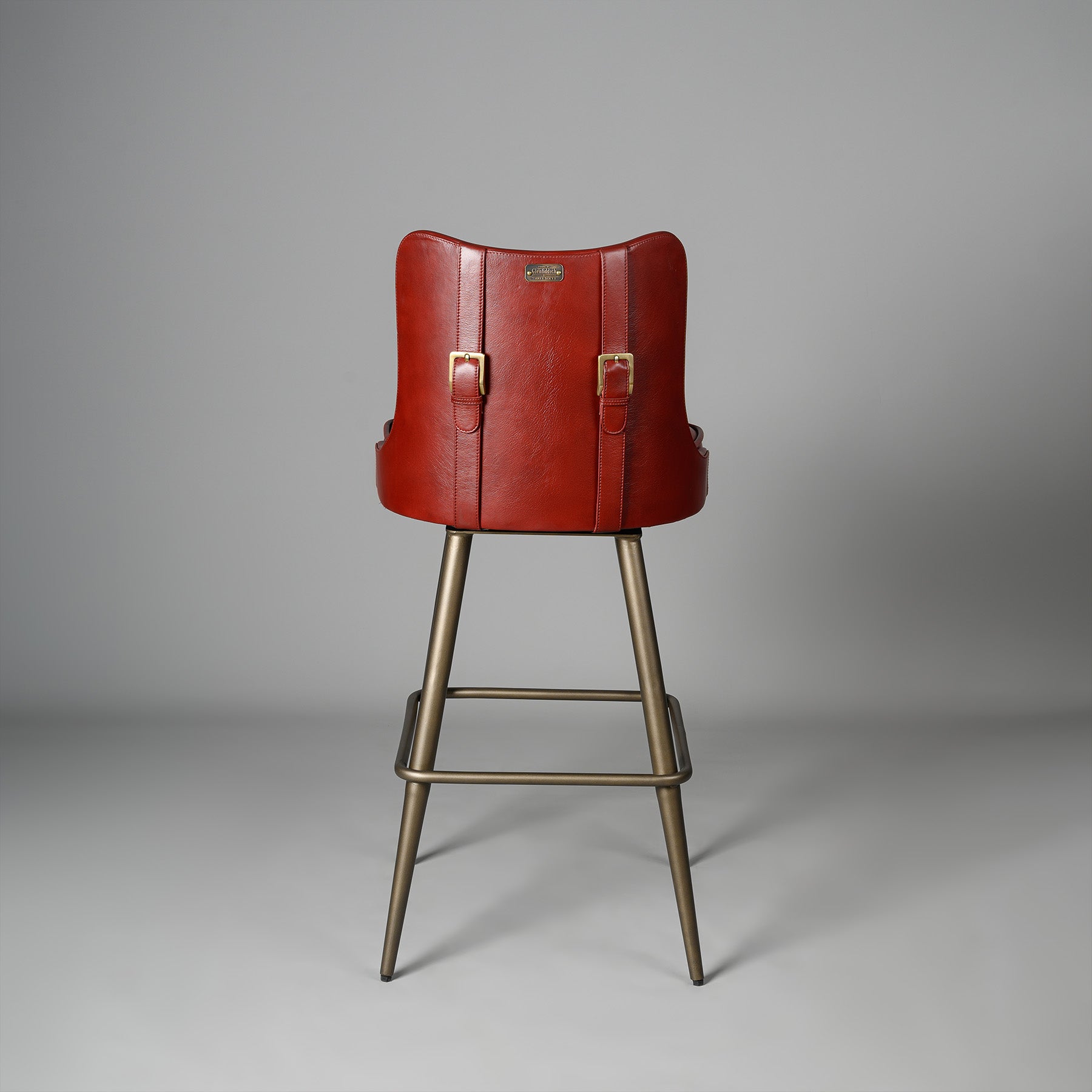 Buckleback Bar Stool Antique legs Red