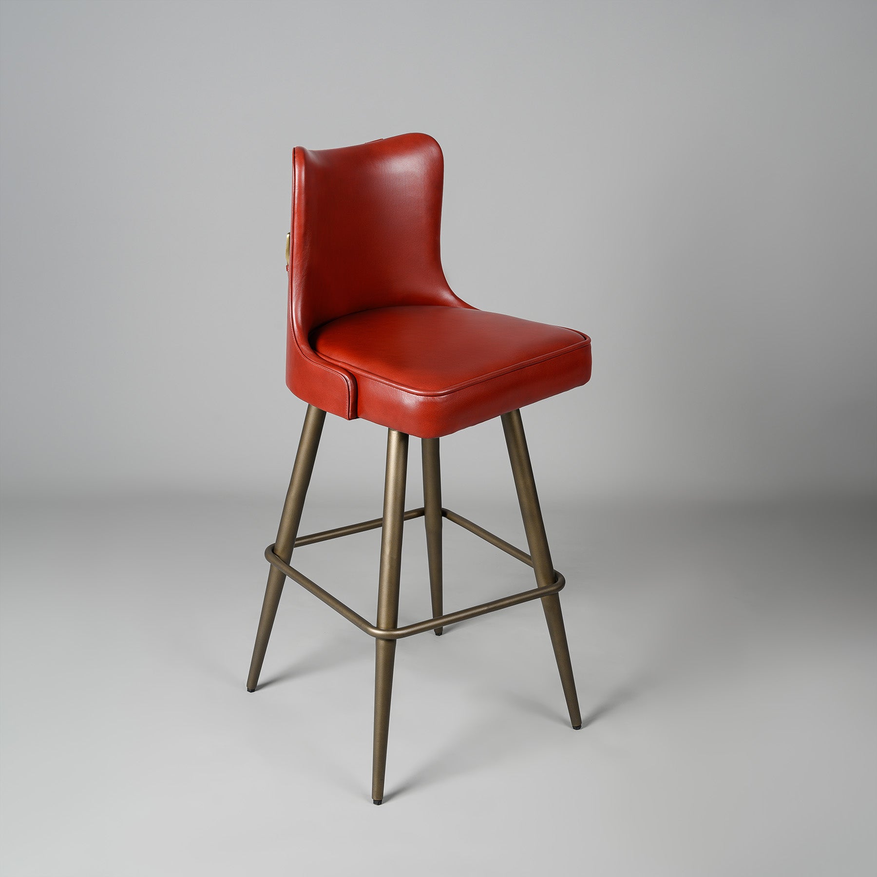 Buckleback Bar Stool Antique legs Red