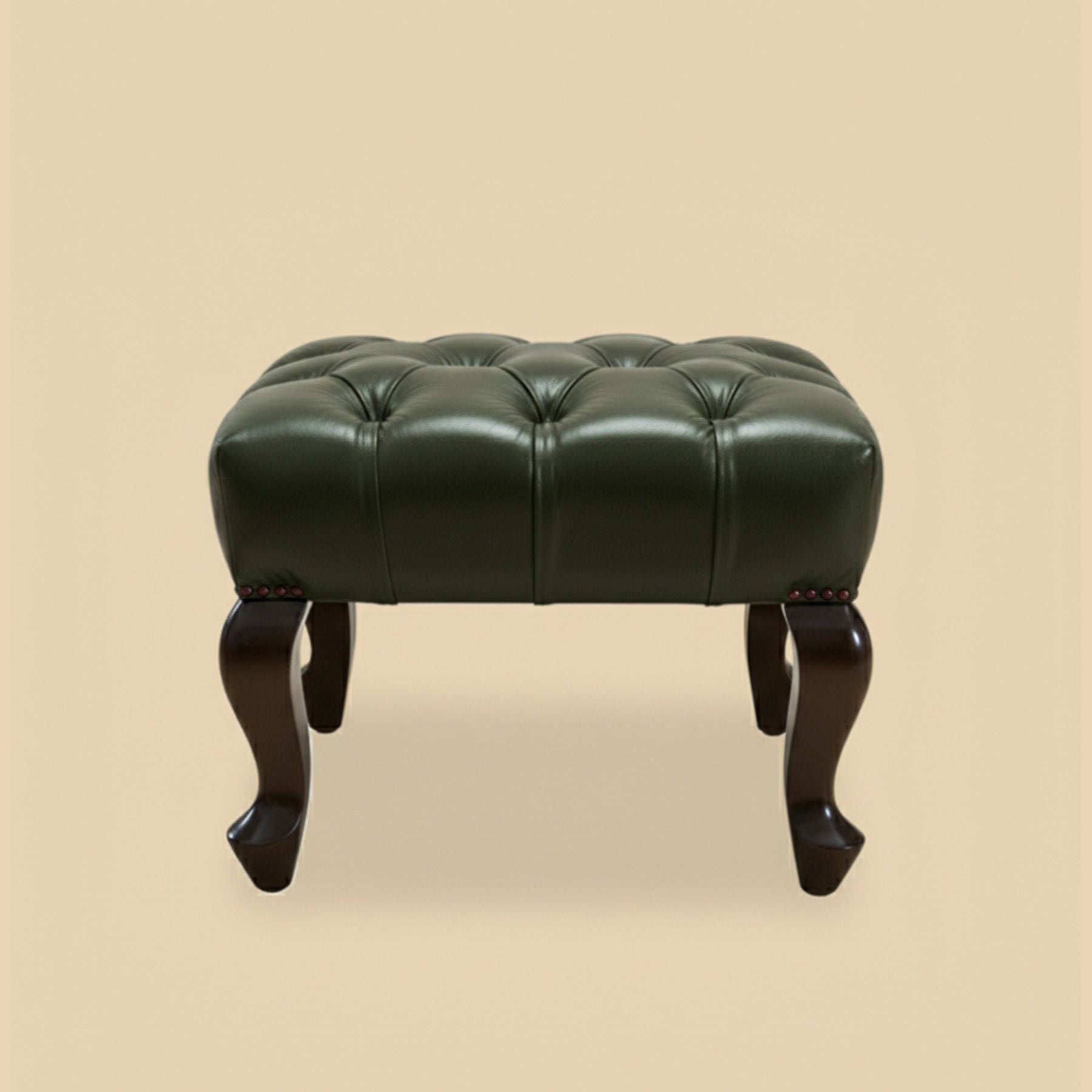 Genuine Leather Chesterfield Foot Stool Green