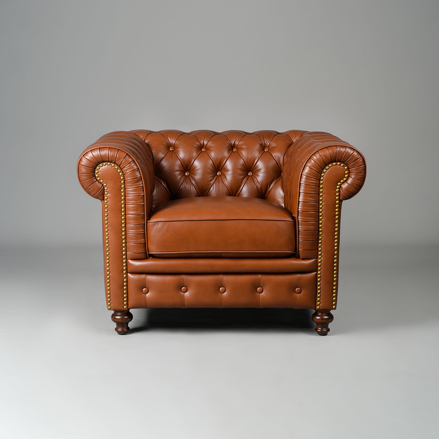 Classic Chesterfield Single Seater Sofa Cognac
