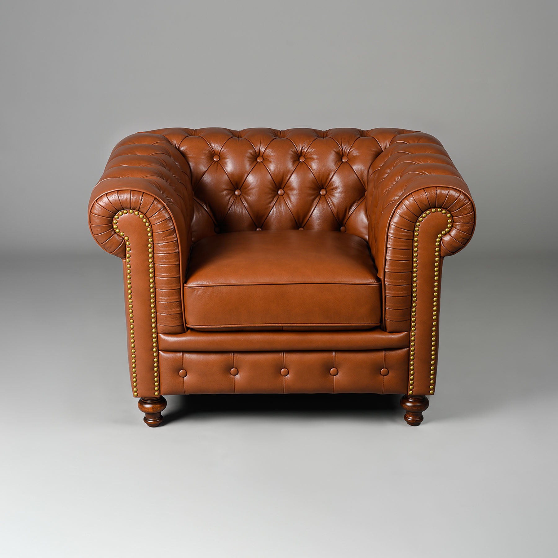 Classic Chesterfield Single Seater Sofa Cognac