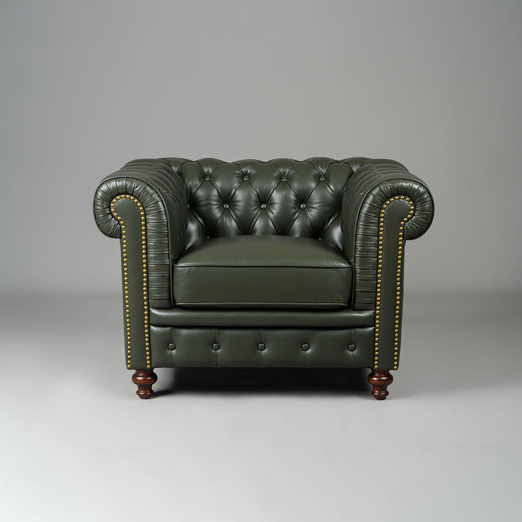 Classic Chesterfield Single Seater Sofa Olive Green
