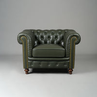 Classic Chesterfield Single Seater Sofa Olive Green