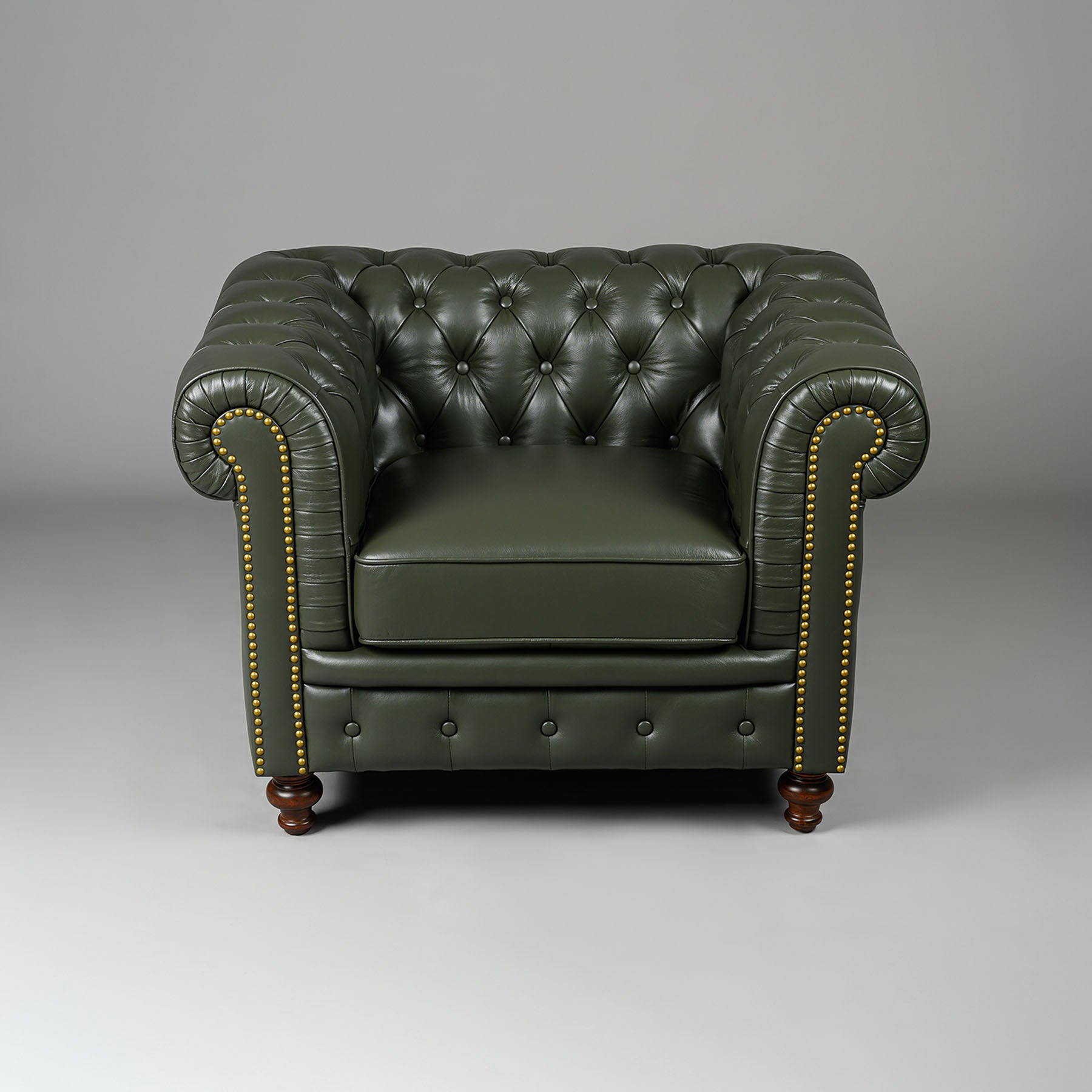 Classic Chesterfield Single Seater Sofa Olive Green