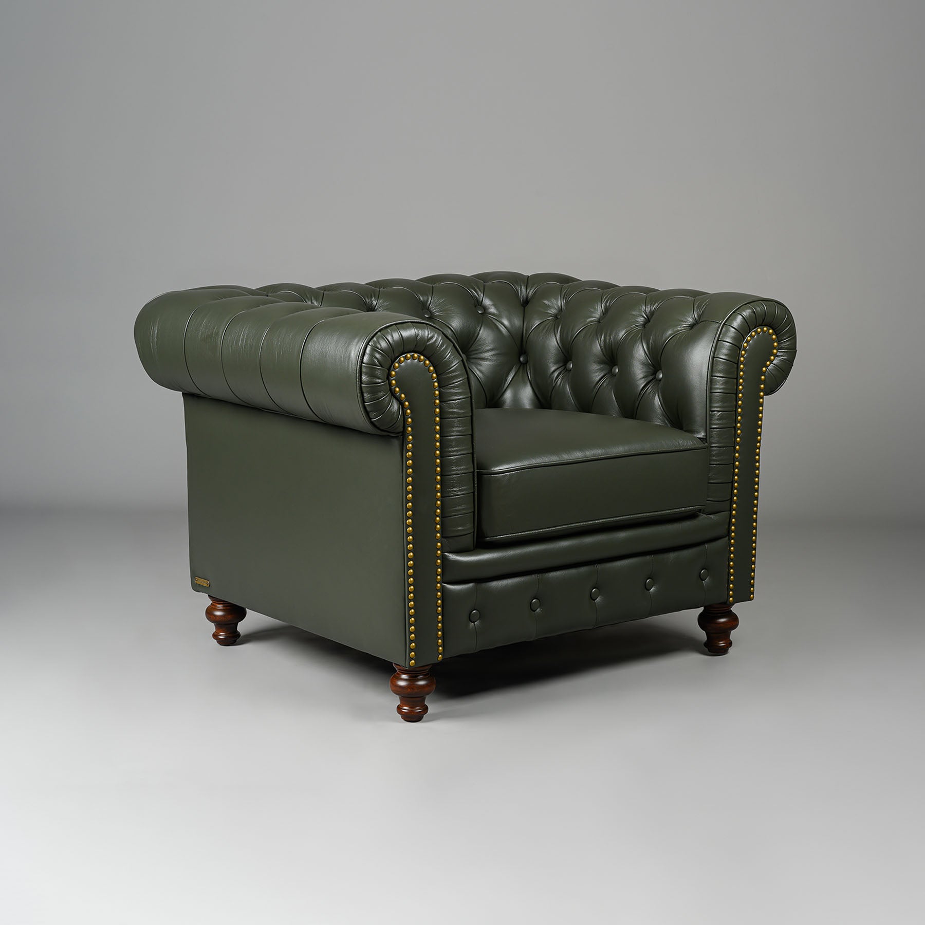 Classic Chesterfield Single Seater Sofa Olive Green