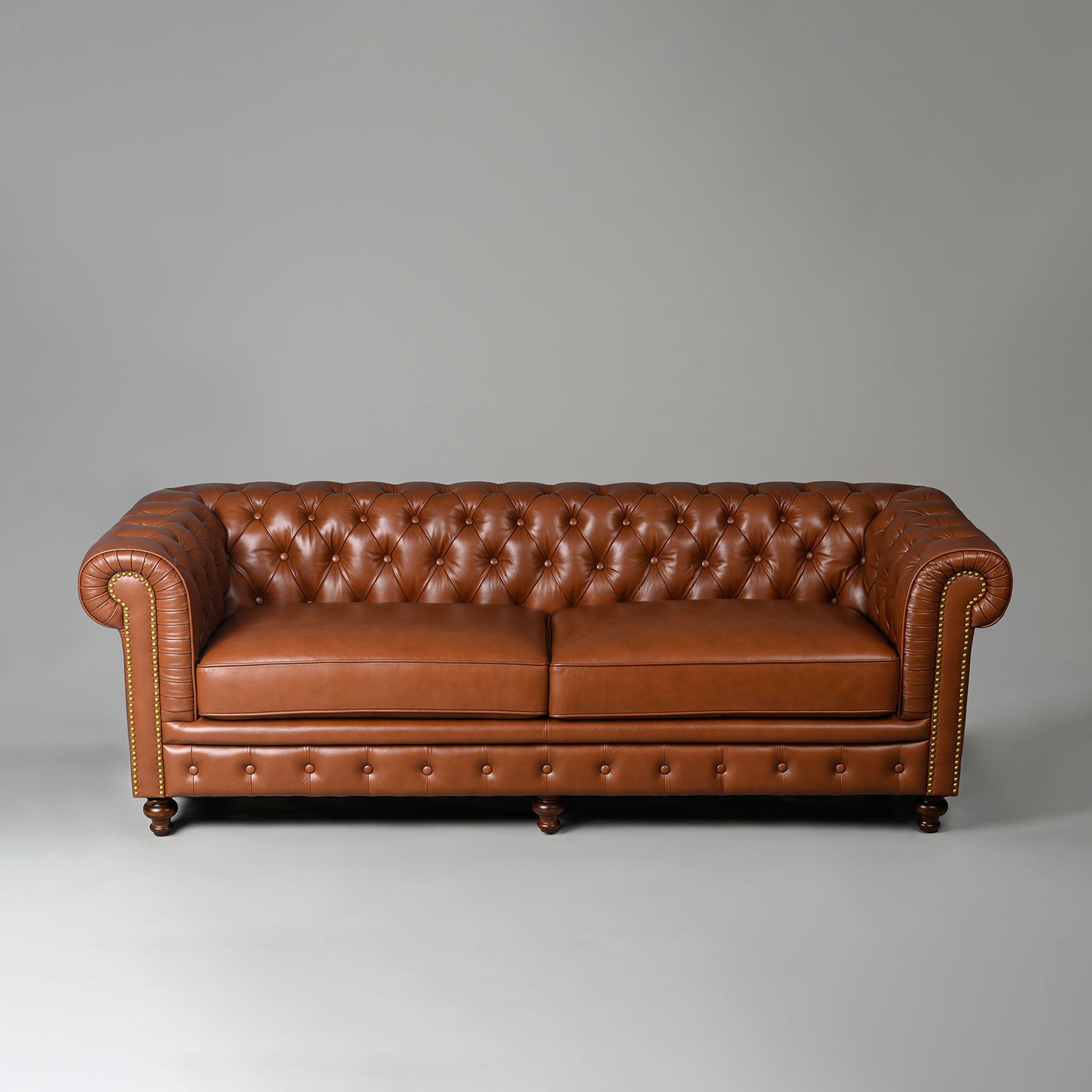 Classic Chesterfield Three Seater Sofa Cognac