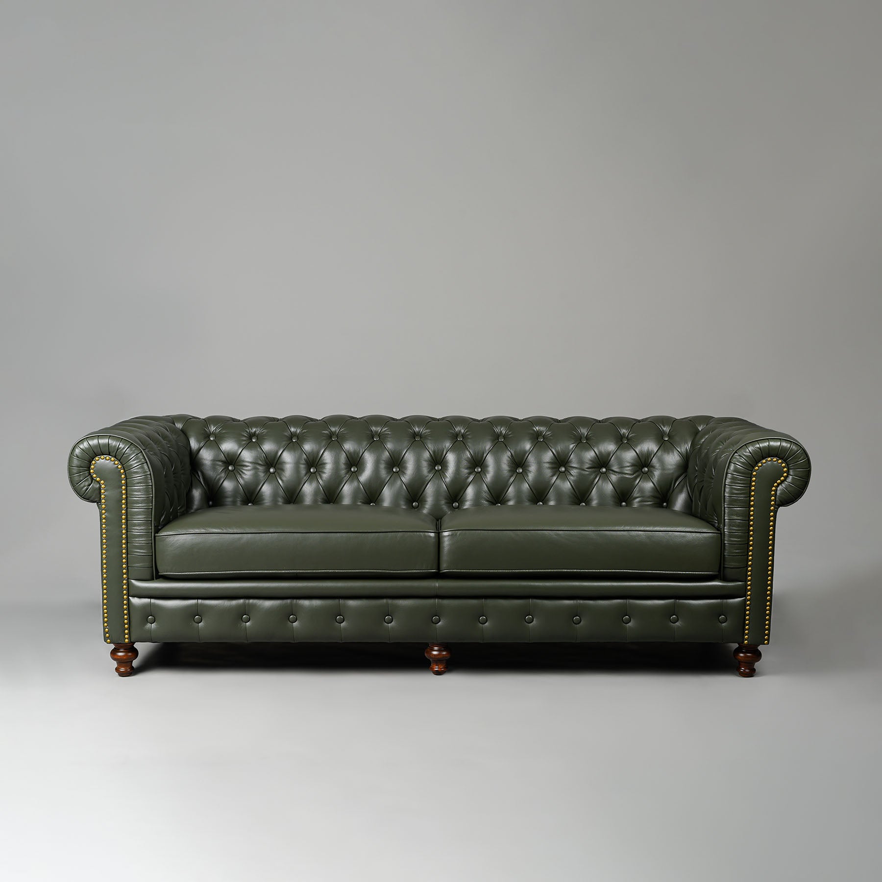 Classic Chesterfield Three Seater Sofa Olive Green