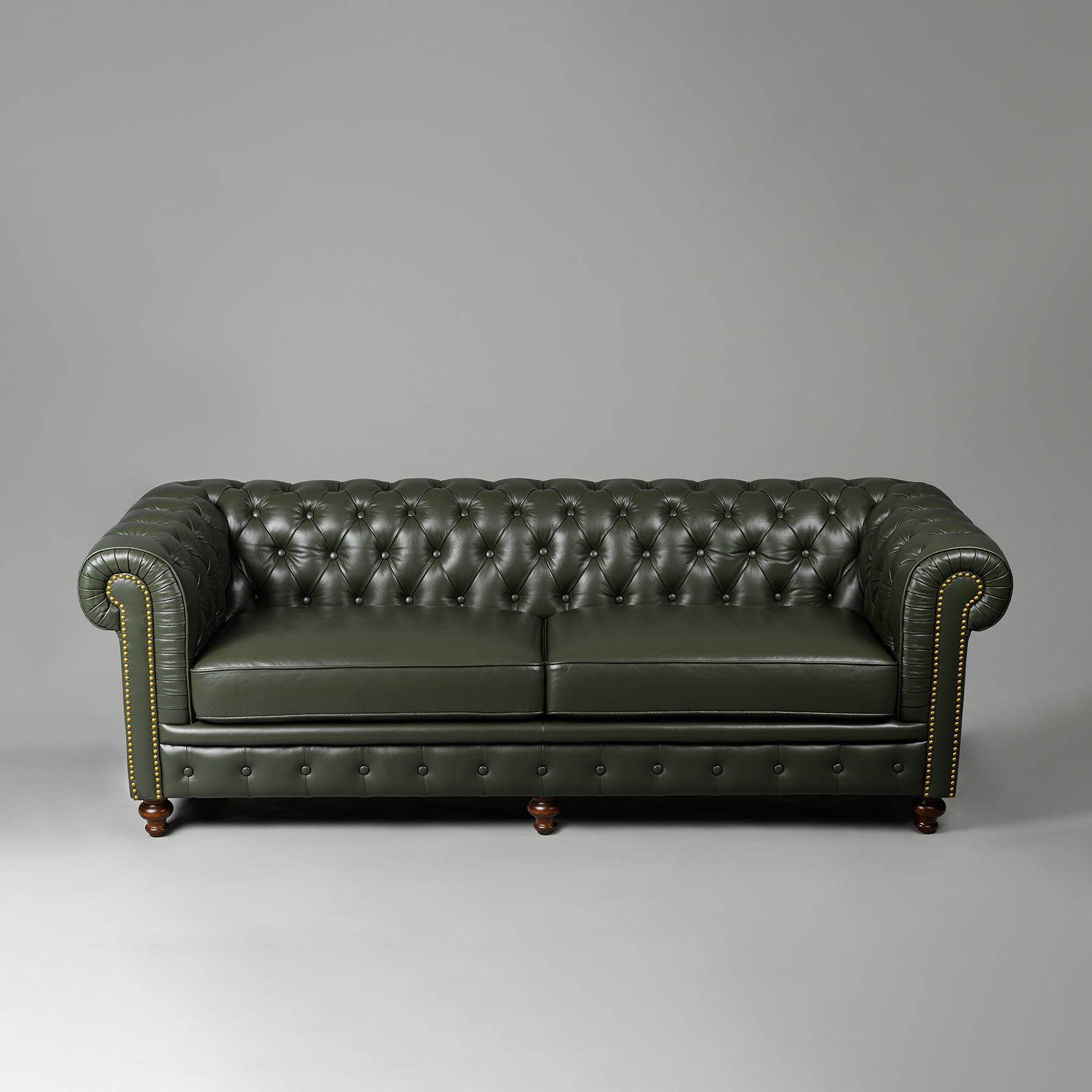 Classic Chesterfield Three Seater Sofa Olive Green
