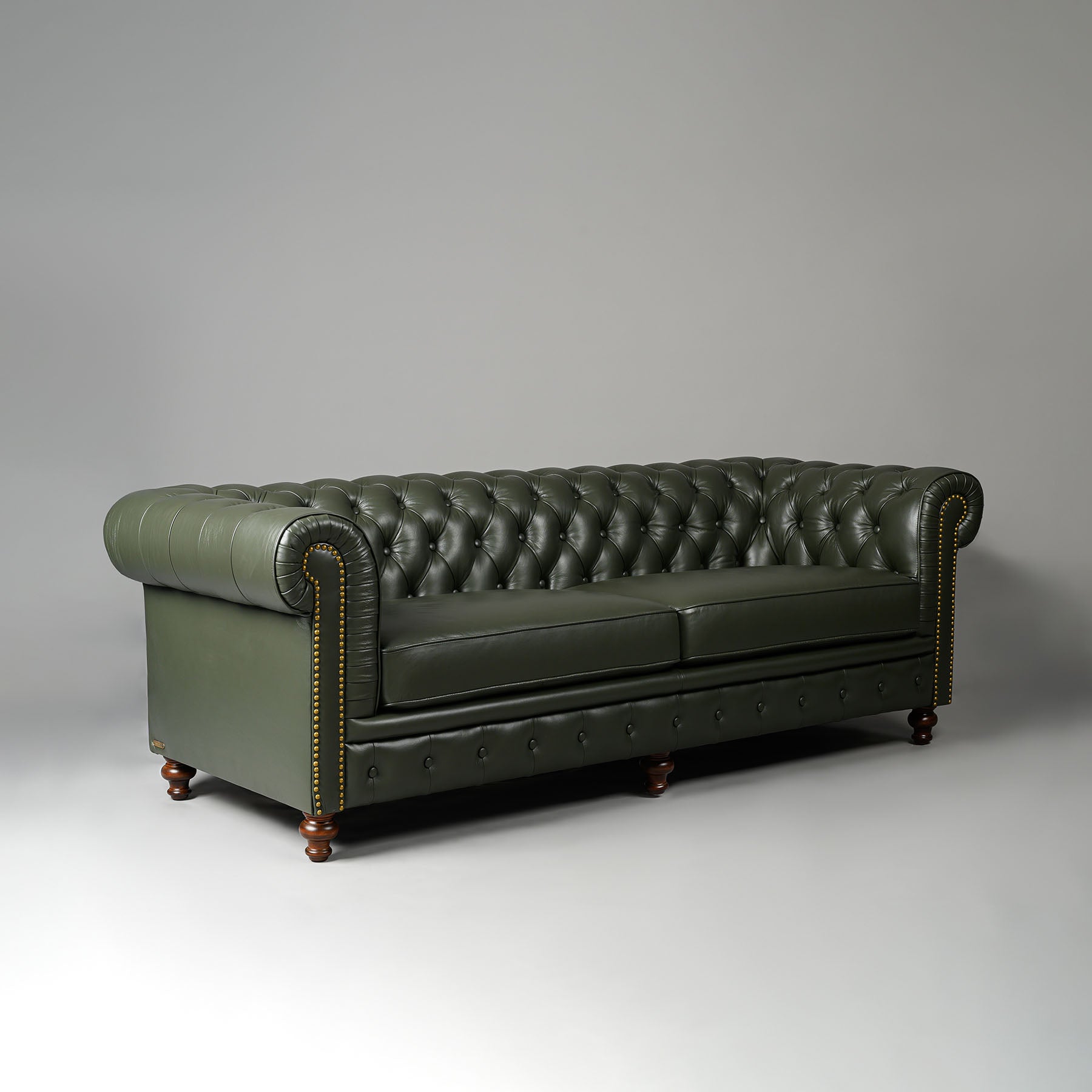 Classic Chesterfield Three Seater Sofa Olive Green