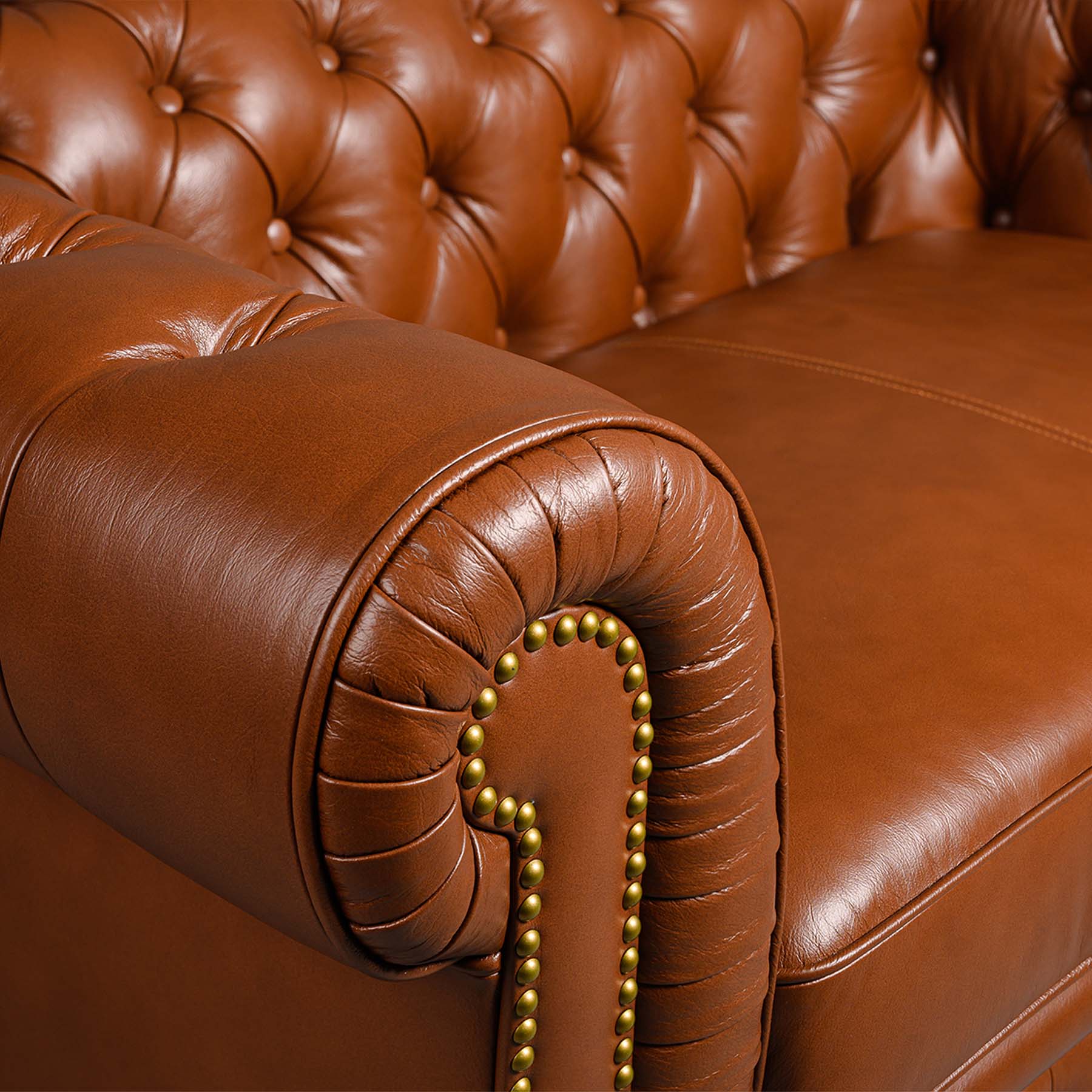 Classic Chesterfield Two Seater Sofa Cognac
