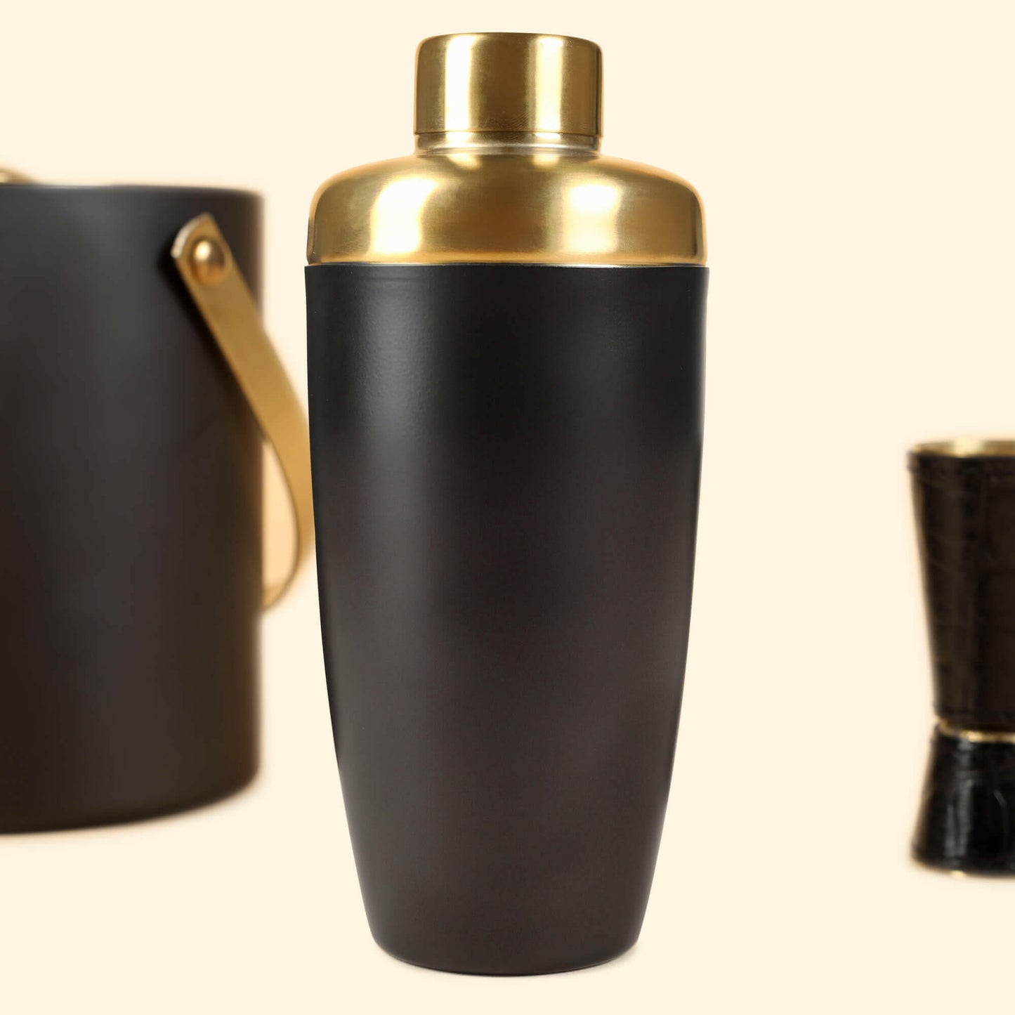 Cocktail Set Black with Gold Finish