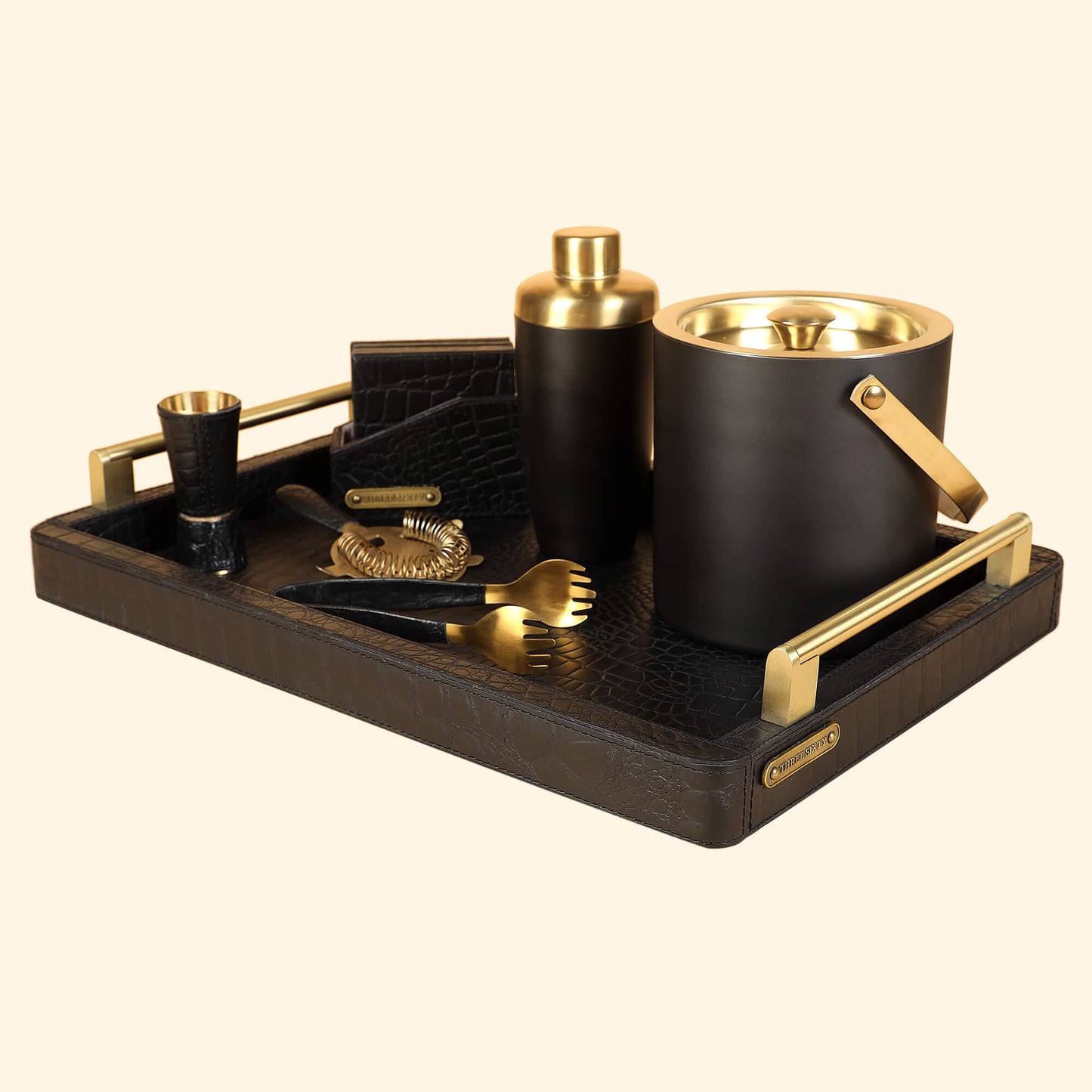 Cocktail Set Black with Gold Finish