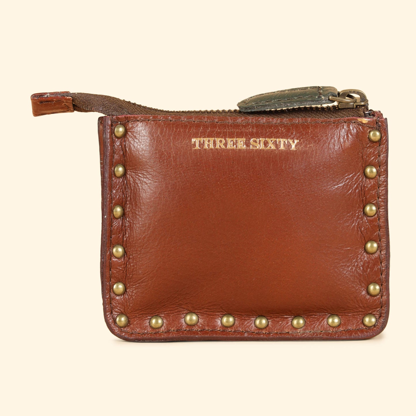Ines Small Utility Pouch - Genuine Waxy Leather Cognac