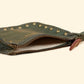 Ines Small Utility Pouch - Genuine Waxy Leather Olive Green